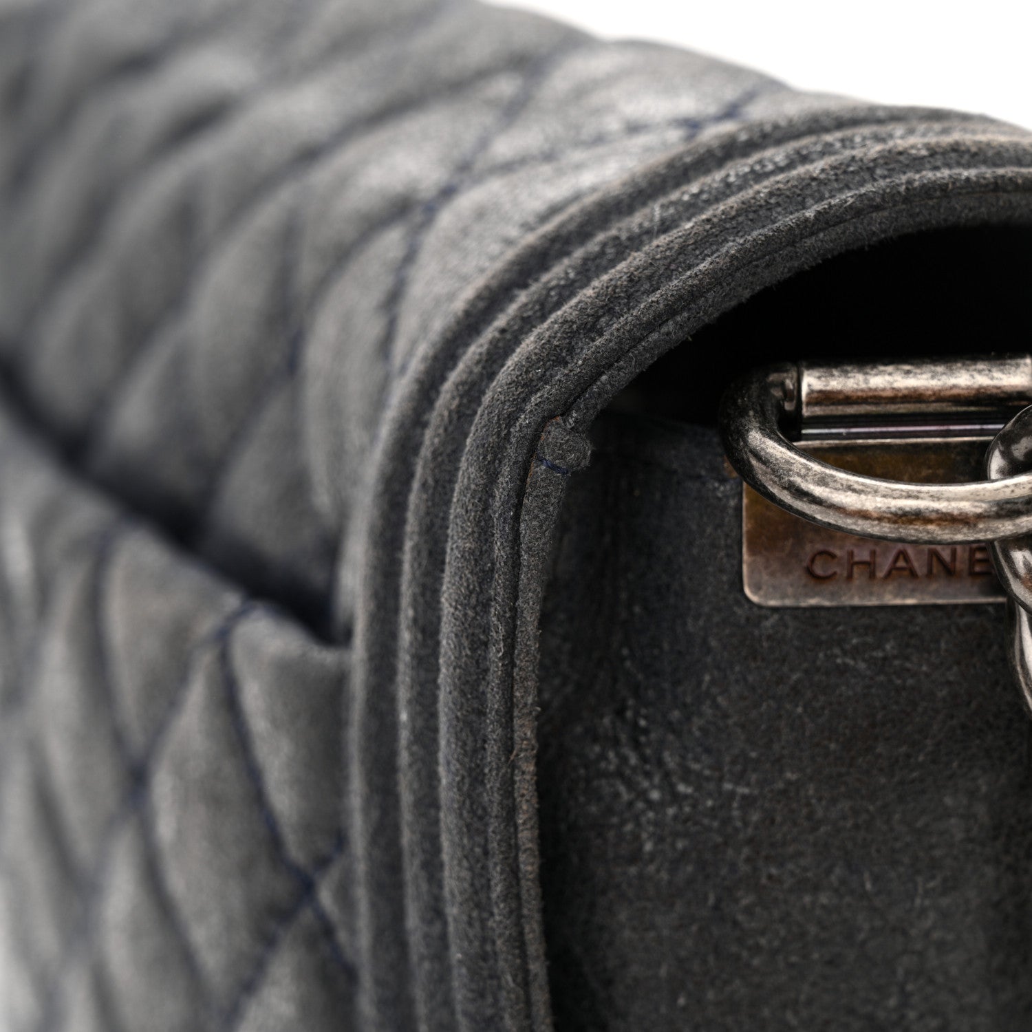 Chanel Goatskin Quilted Medium Gentle Boy Flap Navy Blue 12 of 13