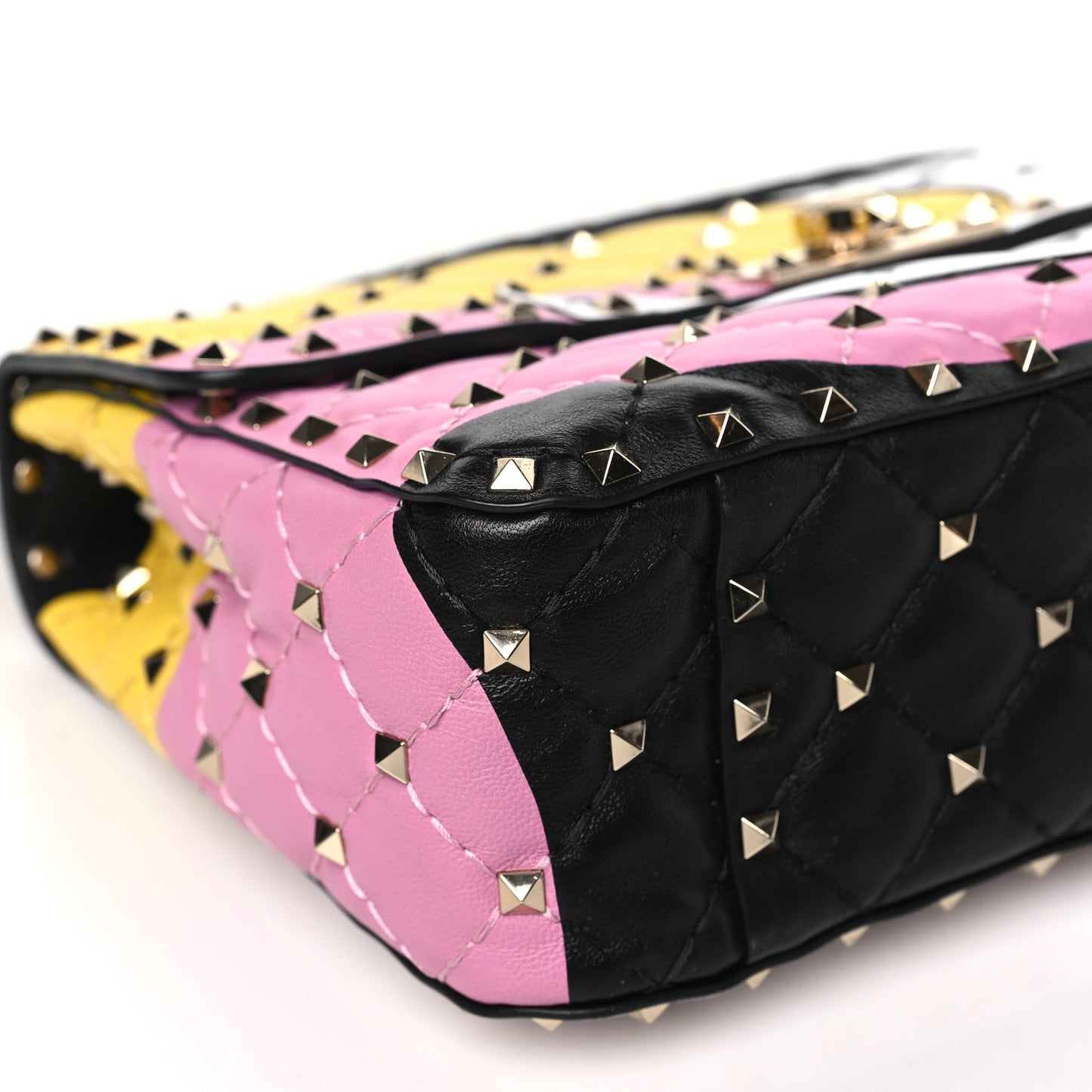Lambskin Medium Moon And Stars Rockstud Spike Shoulder Bag White Yellow Pink
