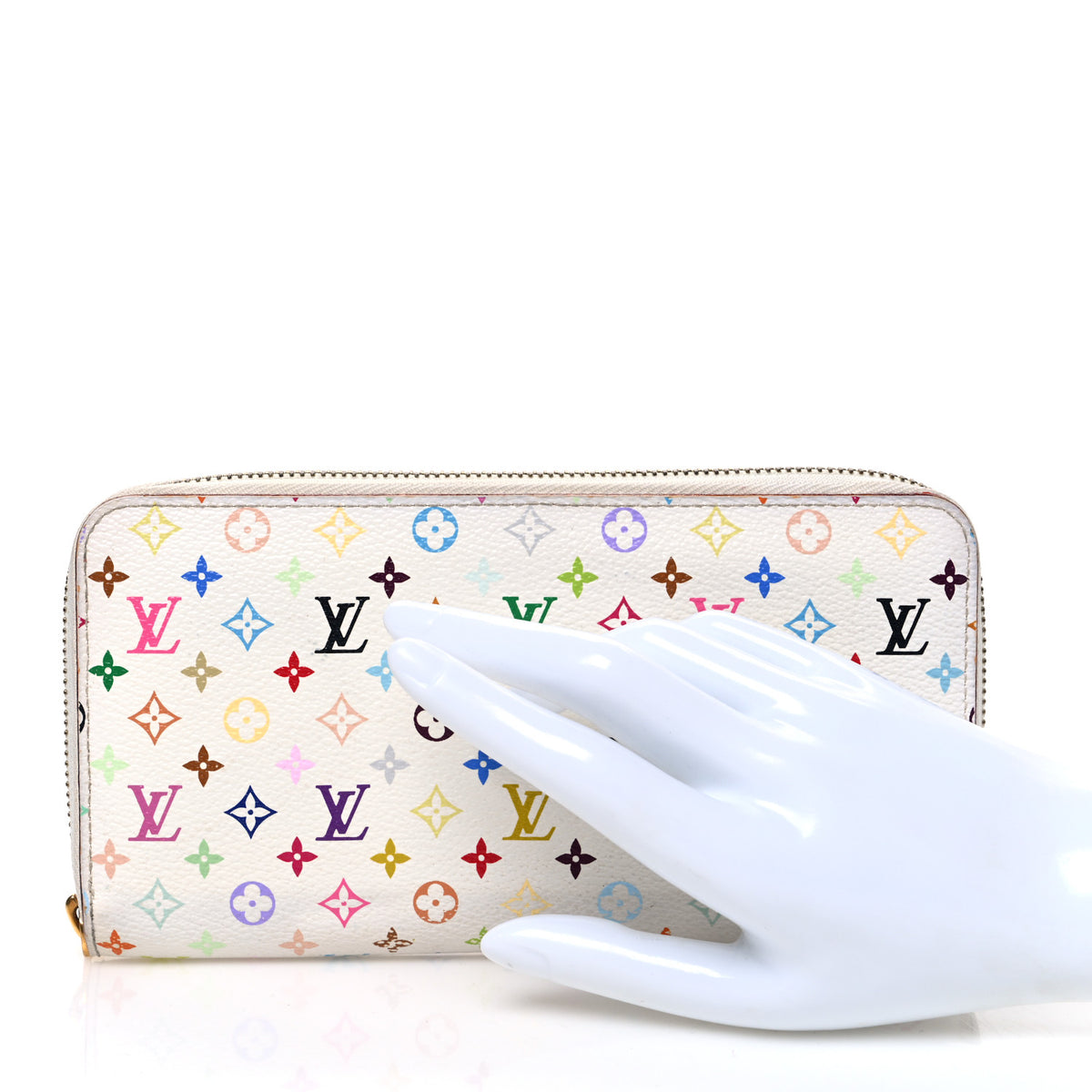Louis Vuitton Monogram Multicolor Zippy Wallet White Orange 2 of 7