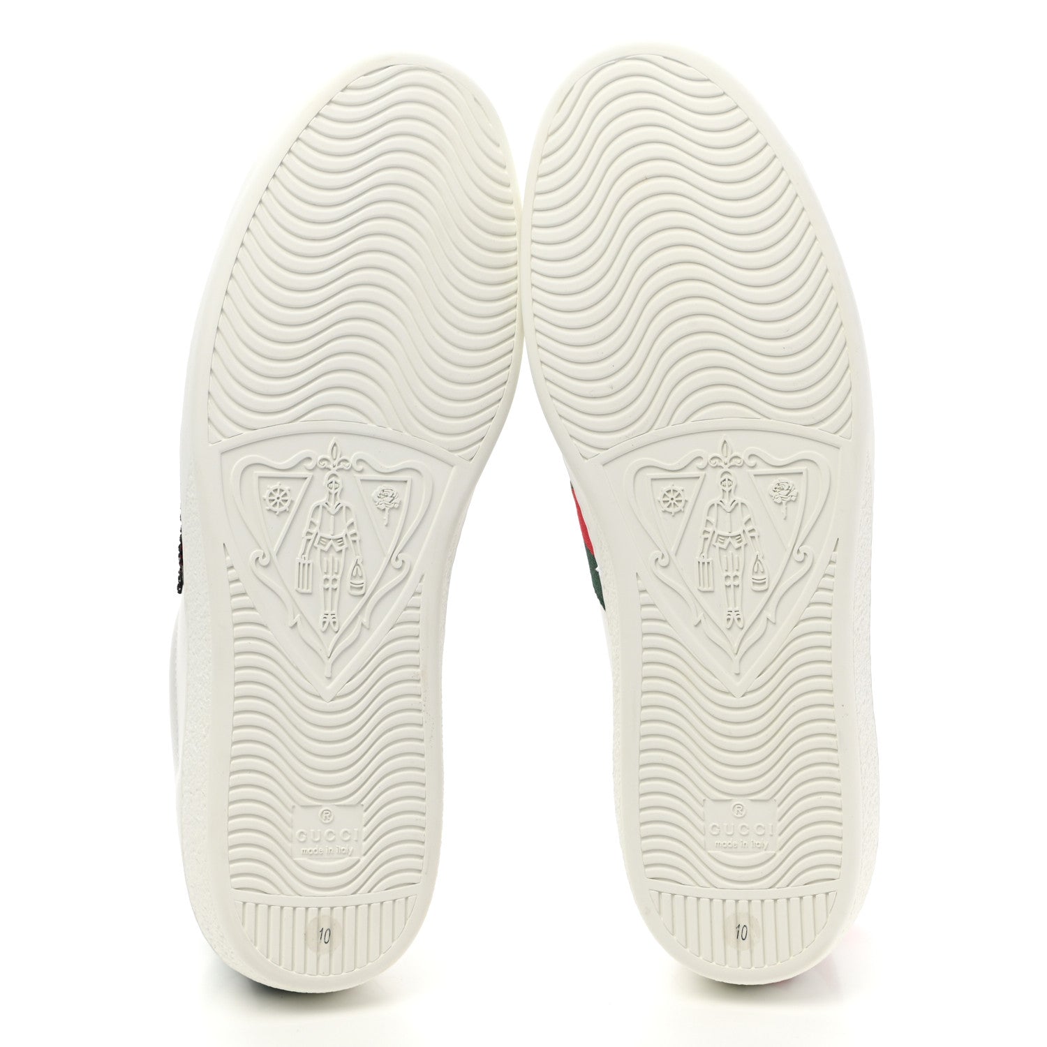 Gucci Calfskin Ayers Web Lightning Embroidered Mens Ace Sneakers 10 White 5 of 9