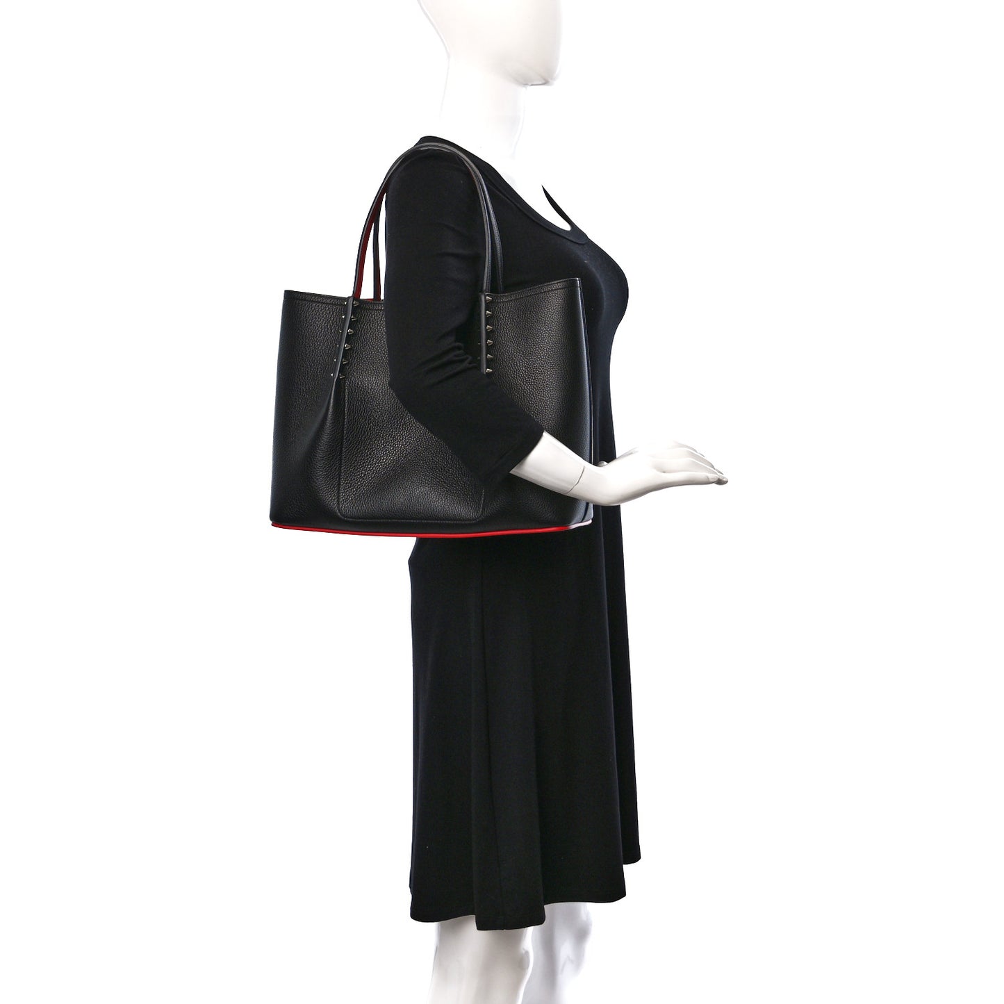 Calfskin Spiked Small Cabarock Shopper Tote Black