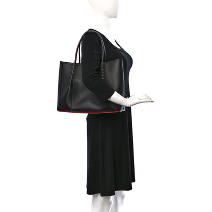 Christian Louboutin Calfskin Spiked Small Cabarock Shopper Tote Black 2 of 12