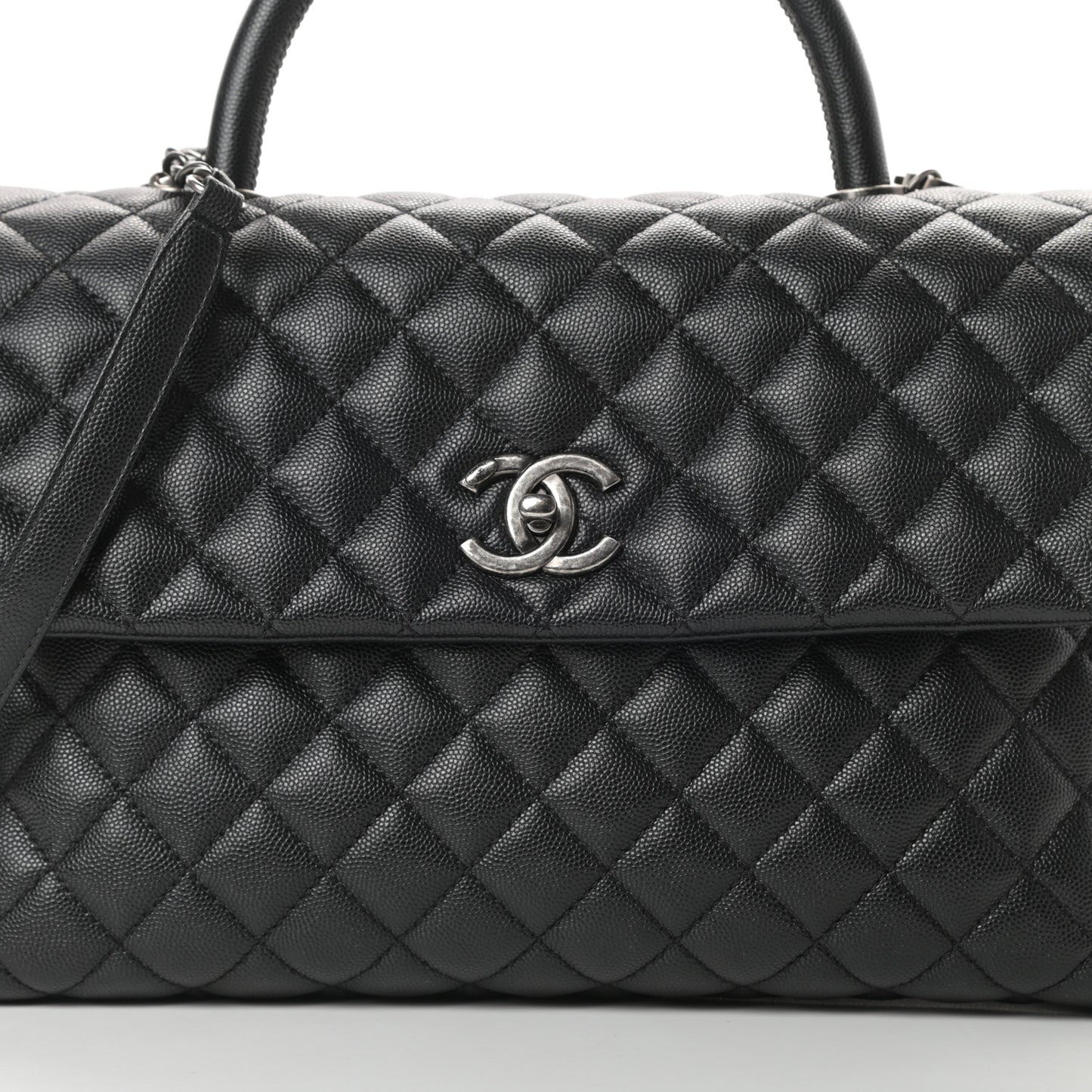 Caviar Quilted Medium Coco Handle Flap Black