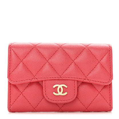Chanel Caviar Quilted Flap Card Holder Pink 1 of 8