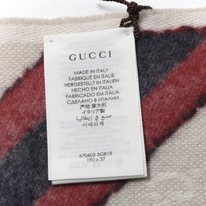 Gucci Wool Angora Monogram Web New Nikky Scarf Sand Blue 3 of 3