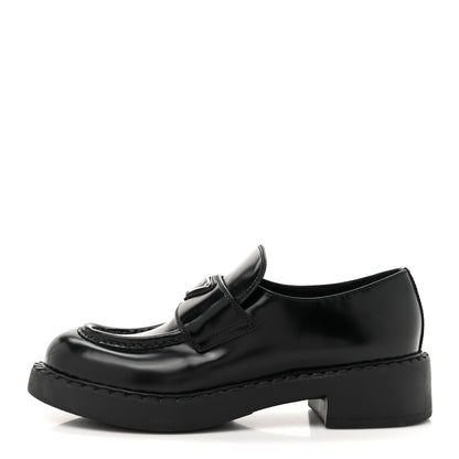 Prada Spazzolato Metal Triangle Logo 50mm Loafers 38 Black 1 of 13