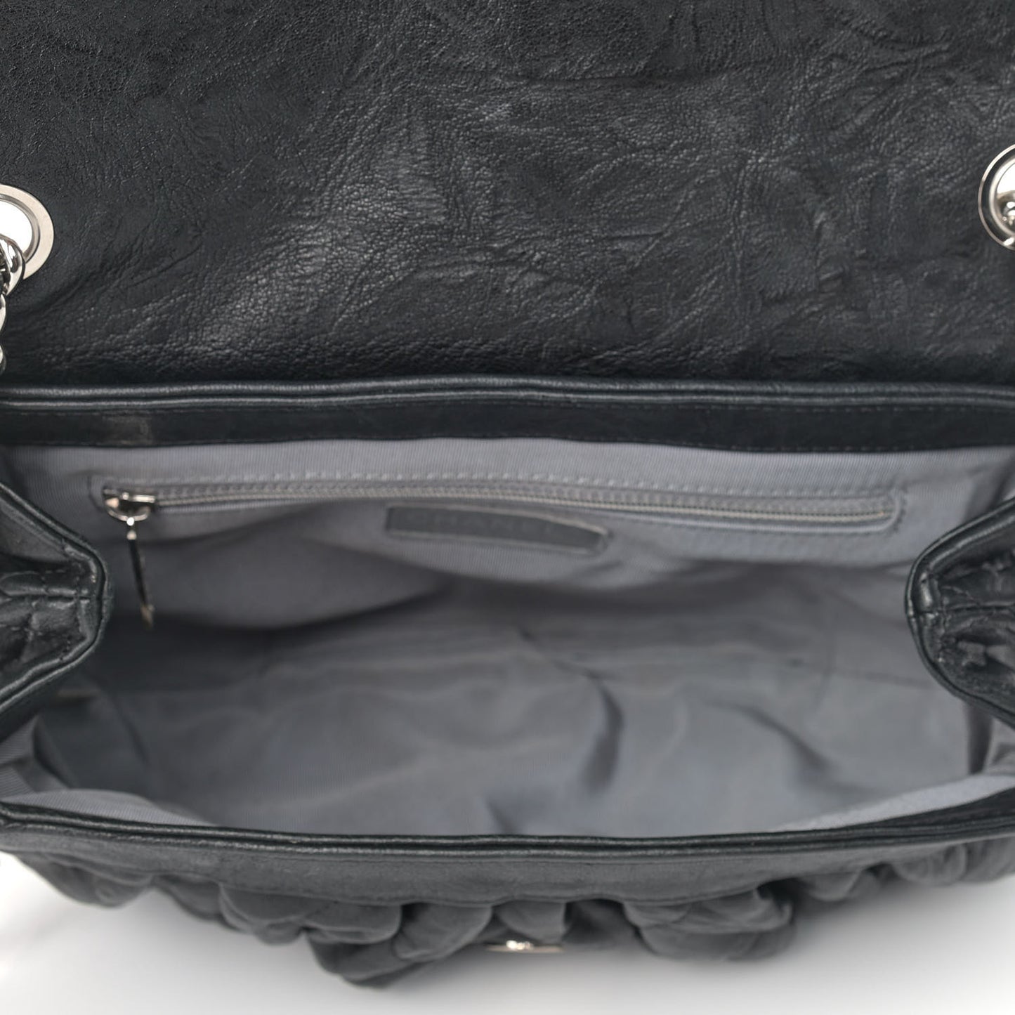 Washed Lambskin Quilted Medium Chain Around Messenger Black