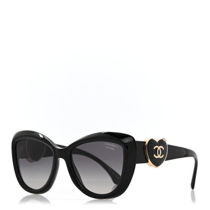 Chanel Acetate Enamel Heart Butterfly Sunglasses 5517 Black 3 of 8
