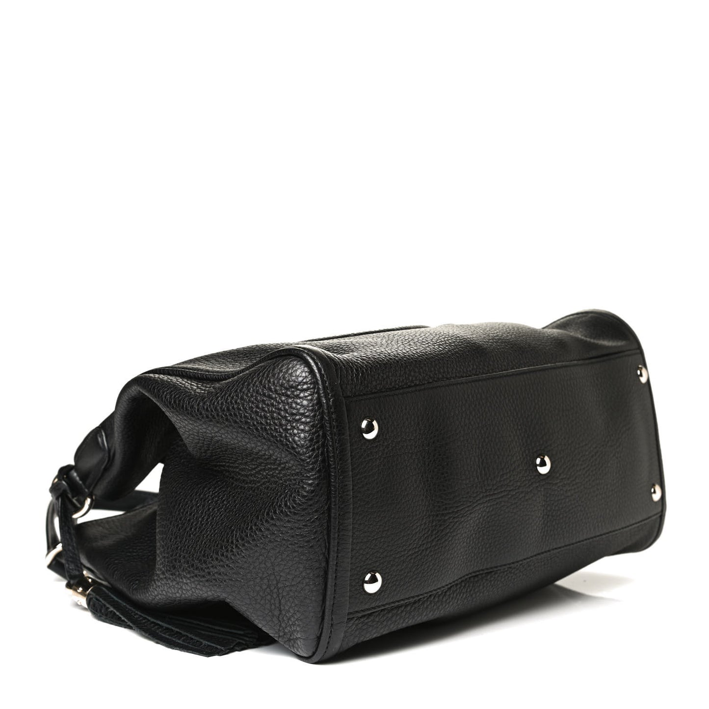 Pebbled Calfskin Medium Soho Shoulder Bag Black