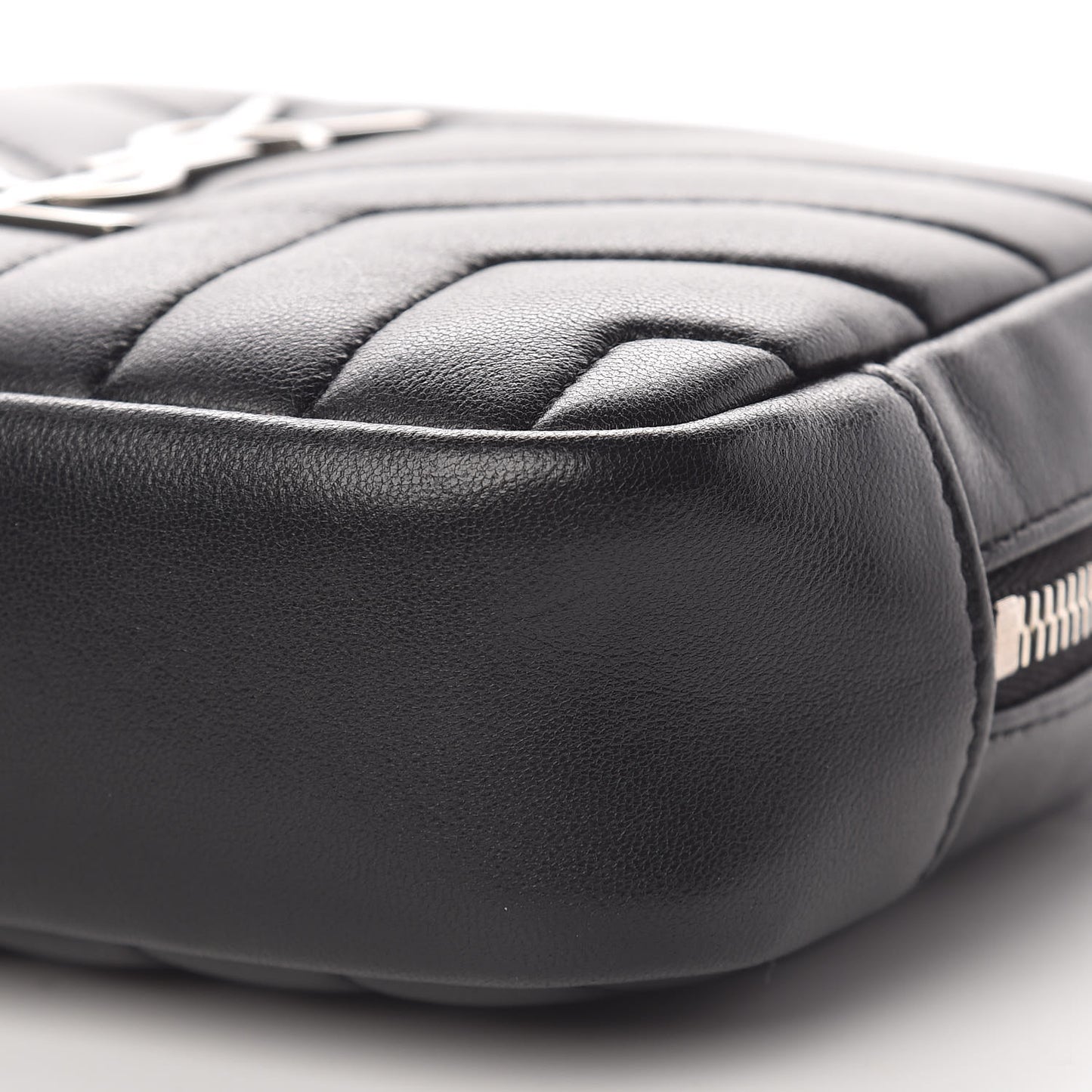 Lambskin Y Quilted Monogram Loulou Cosmetic Case Black