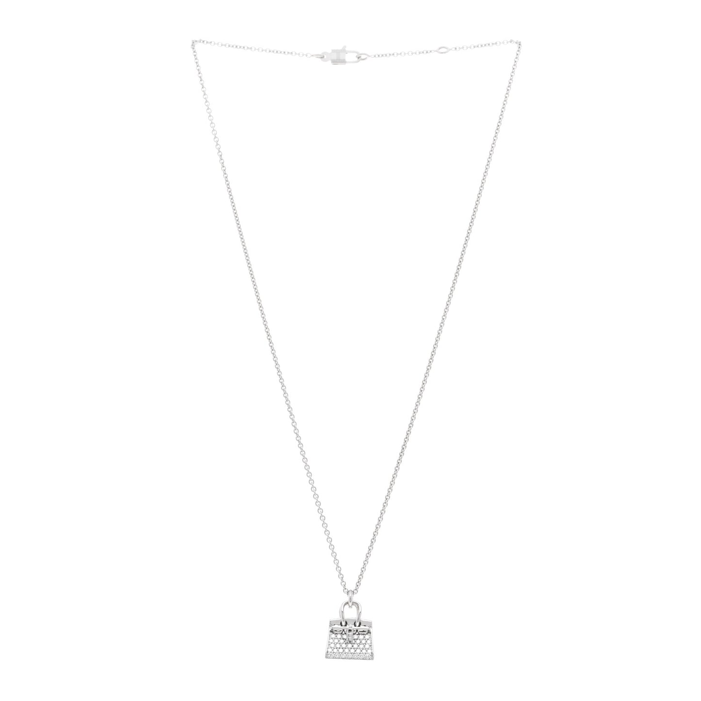 18K White Gold Diamond Birkin Amulette Pendant Necklace