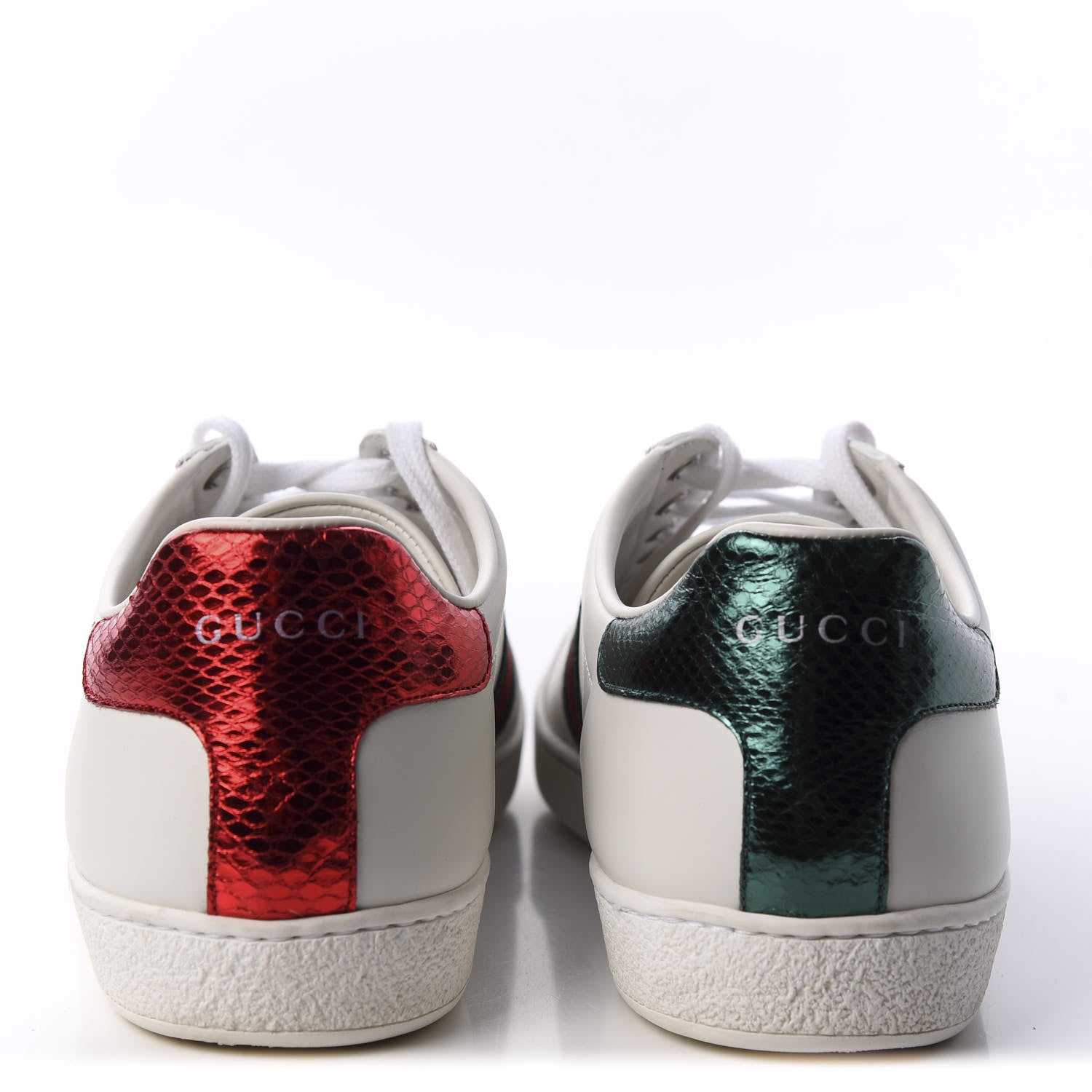 Gucci Calfskin Ayers Bee Embroidered Womens Ace Sneakers 41 White Green 6 of 12