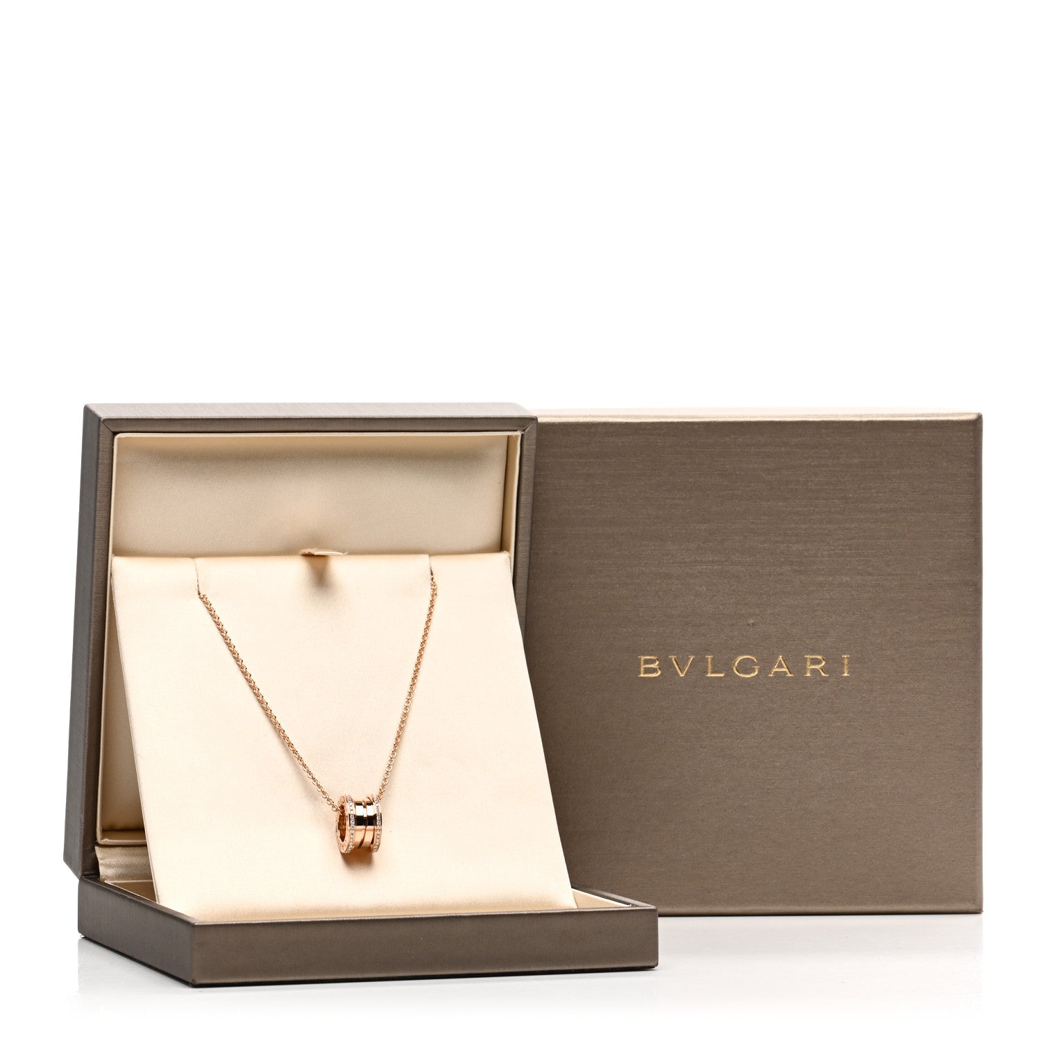 Bulgari 18K Rose Gold Diamond B.Zero1 Pendant Necklace 5 of 5