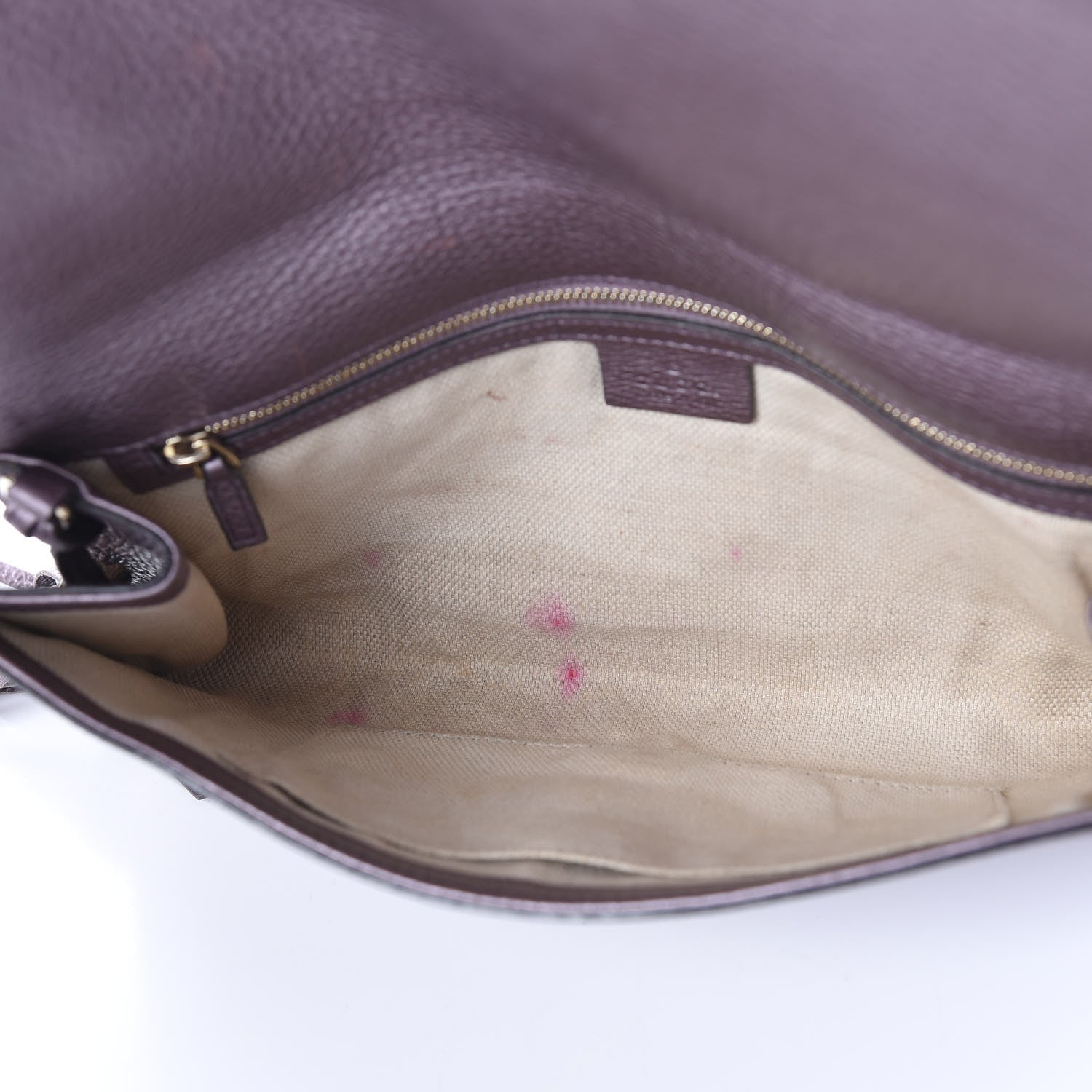 Gucci Metallic Pebbled Calfskin Medium Soho Clutch Purple 6 of 9