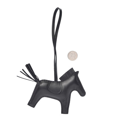 Hermes Milo Lambskin Grigri Rodeo Horse Bag Charm MM So Black 2 of 4