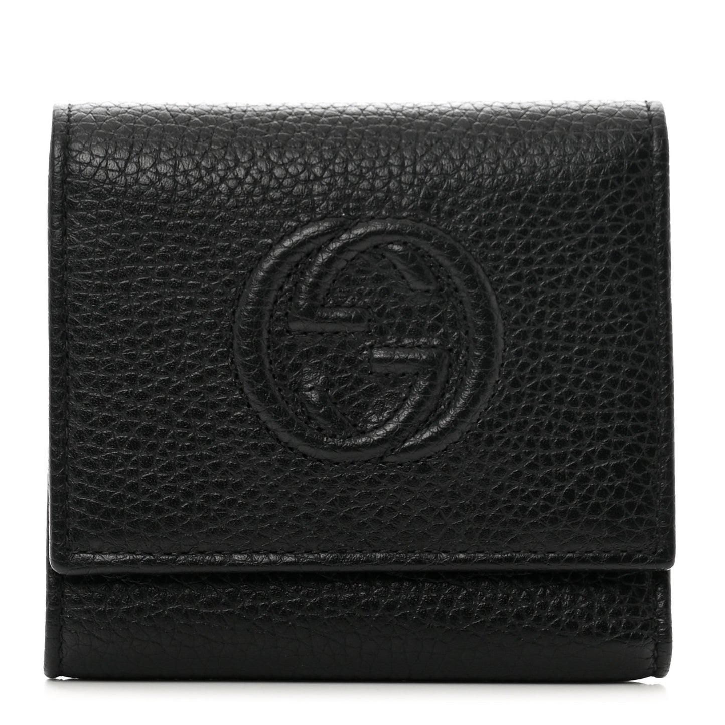 Pebbled Calfskin Soho Compact Flap Wallet Black