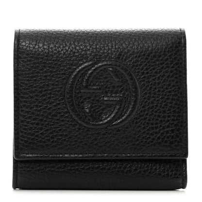 Gucci Pebbled Calfskin Soho Compact Flap Wallet Black 1 of 6