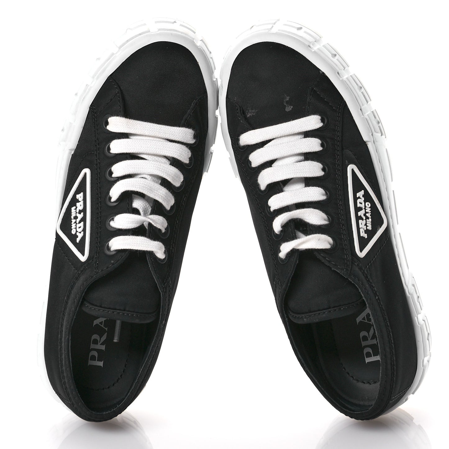 Re-Nylon Gabardine Triangle Logo Double Wheel 50mm Sneakers 37 Black