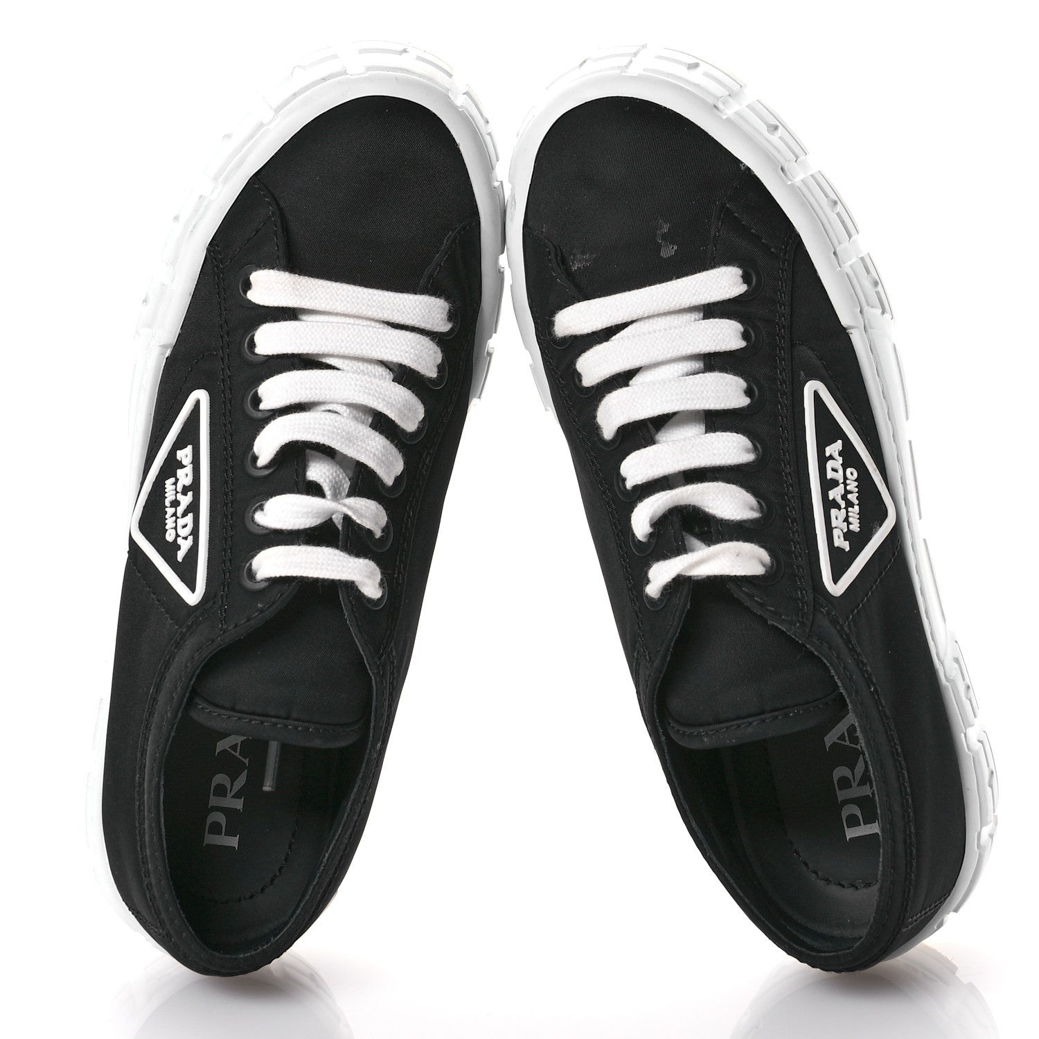 Prada Re-Nylon Gabardine Triangle Logo Double Wheel 50mm Sneakers 37 Black 2 of 8