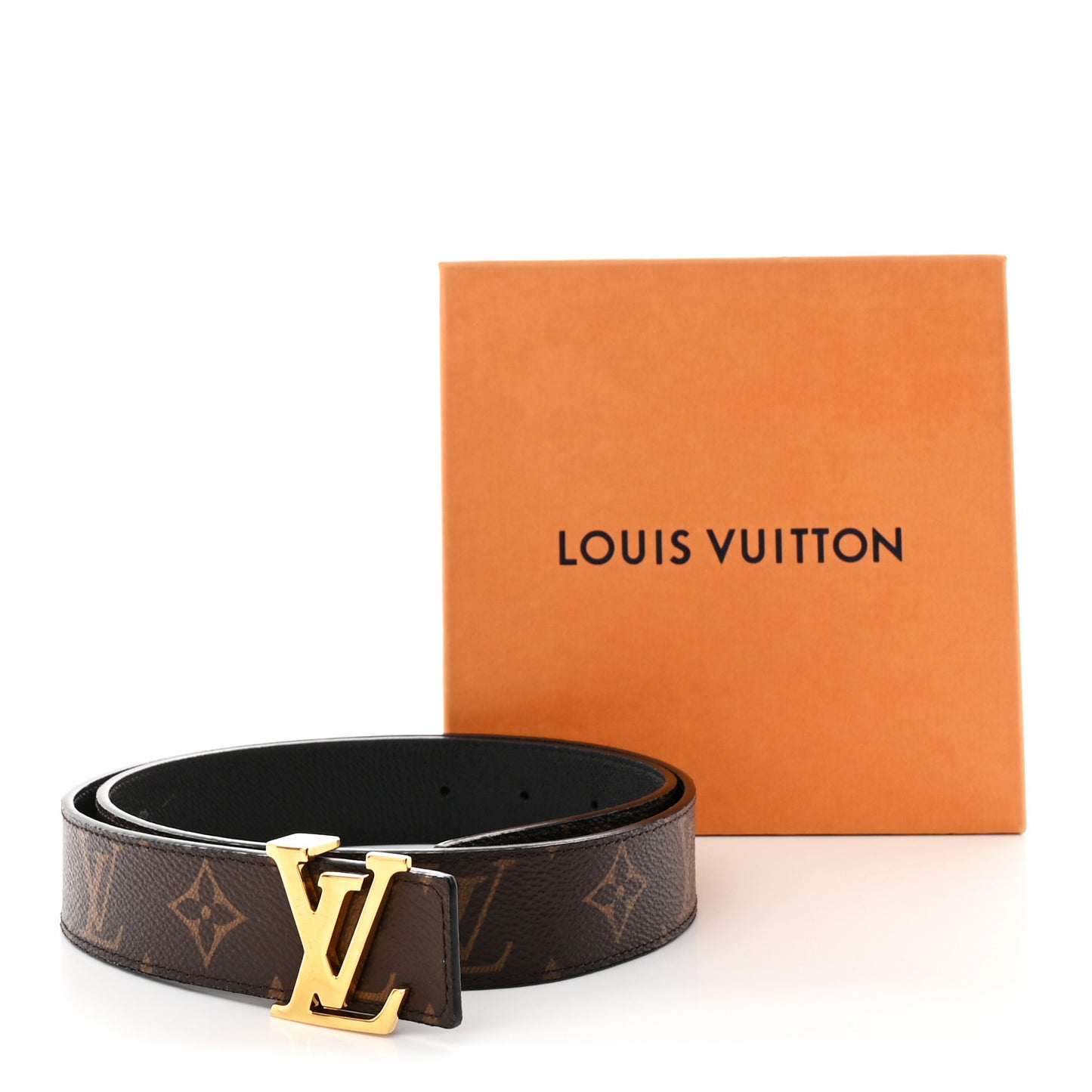 Calfskin Monogram LV Initiales Reversible Belt 80 32 Black