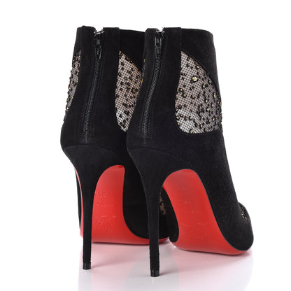 Christian Louboutin Suede Mesh Papilloboot 100 Ankle Boots 35.5 Black 4 of 6