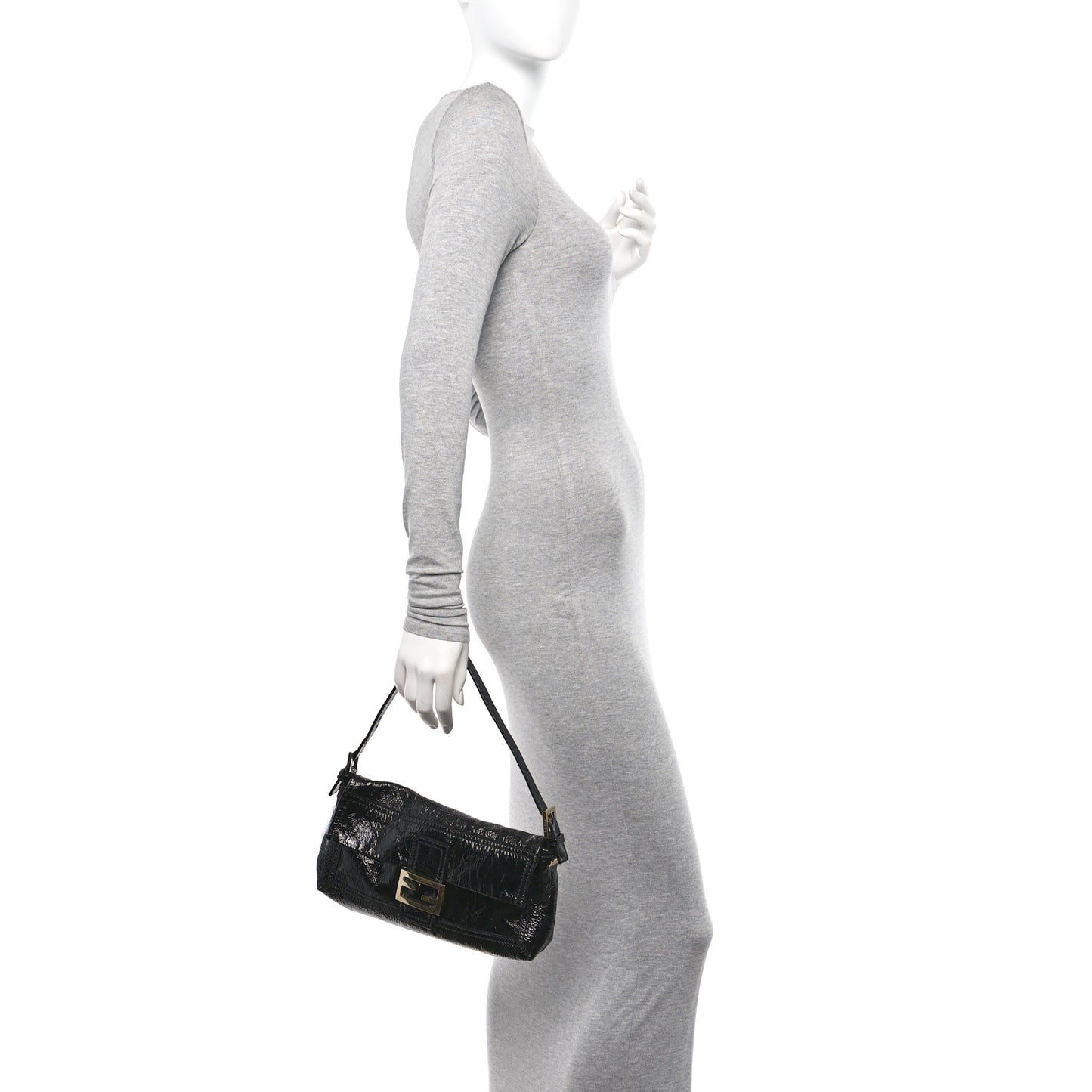 Vitello Naplak Medium Convertible Baguette Black