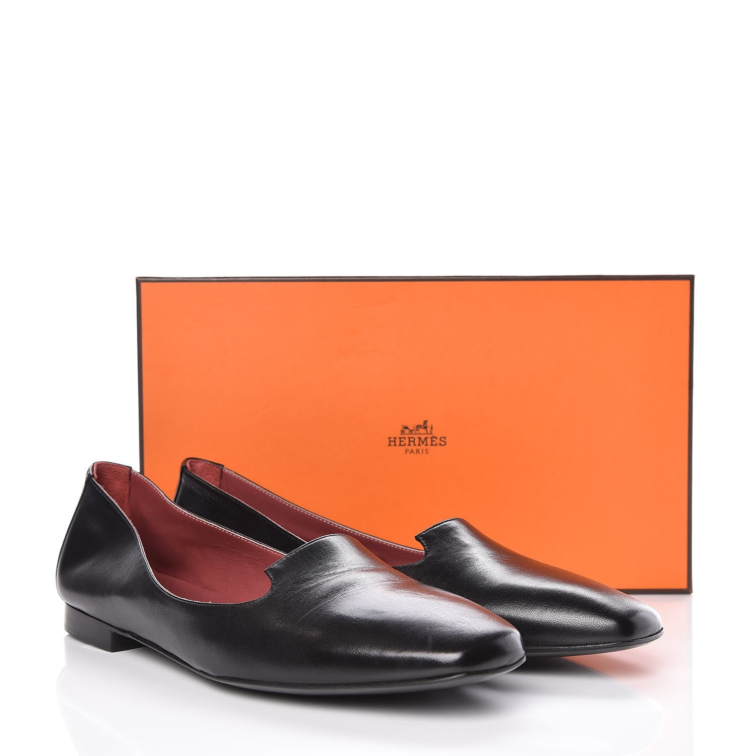 Hermes Nappa Womens Gaspard Moccasin 38 Black 8 of 8