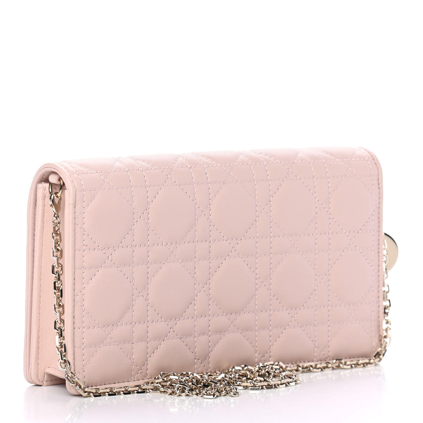 Lambskin Cannage Lady Dior Convertible Clutch Pink