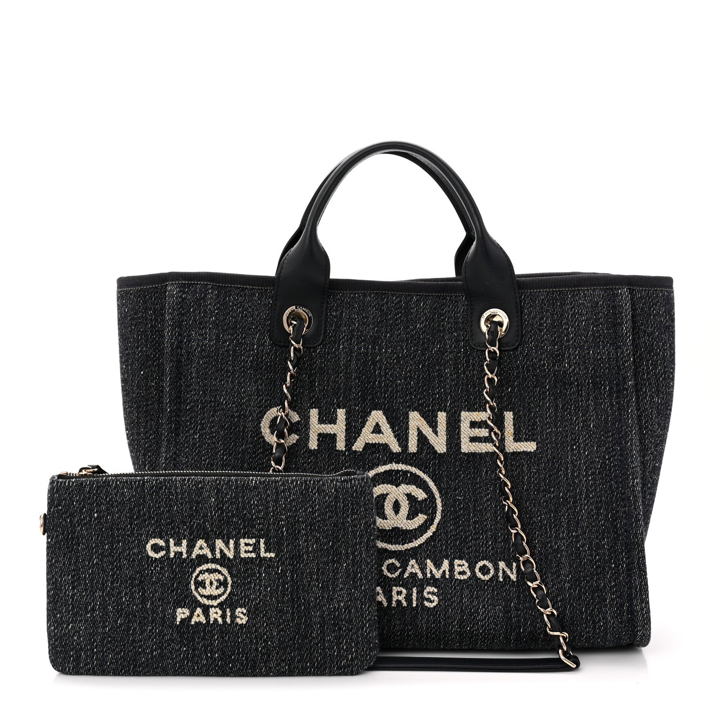 Denim Small Deauville Tote Dark Blue White