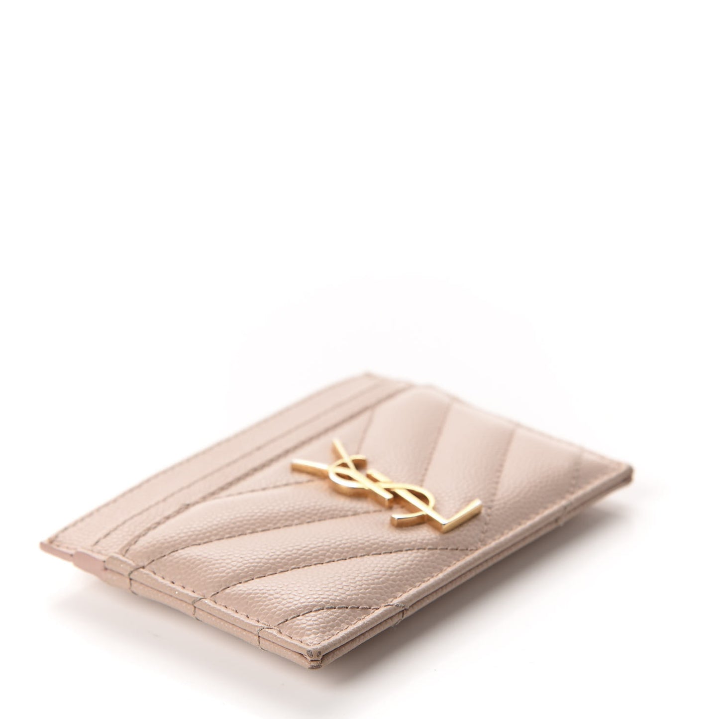 Grain De Poudre Matelasse Chevron Monogram Credit Card Case Pale Pink