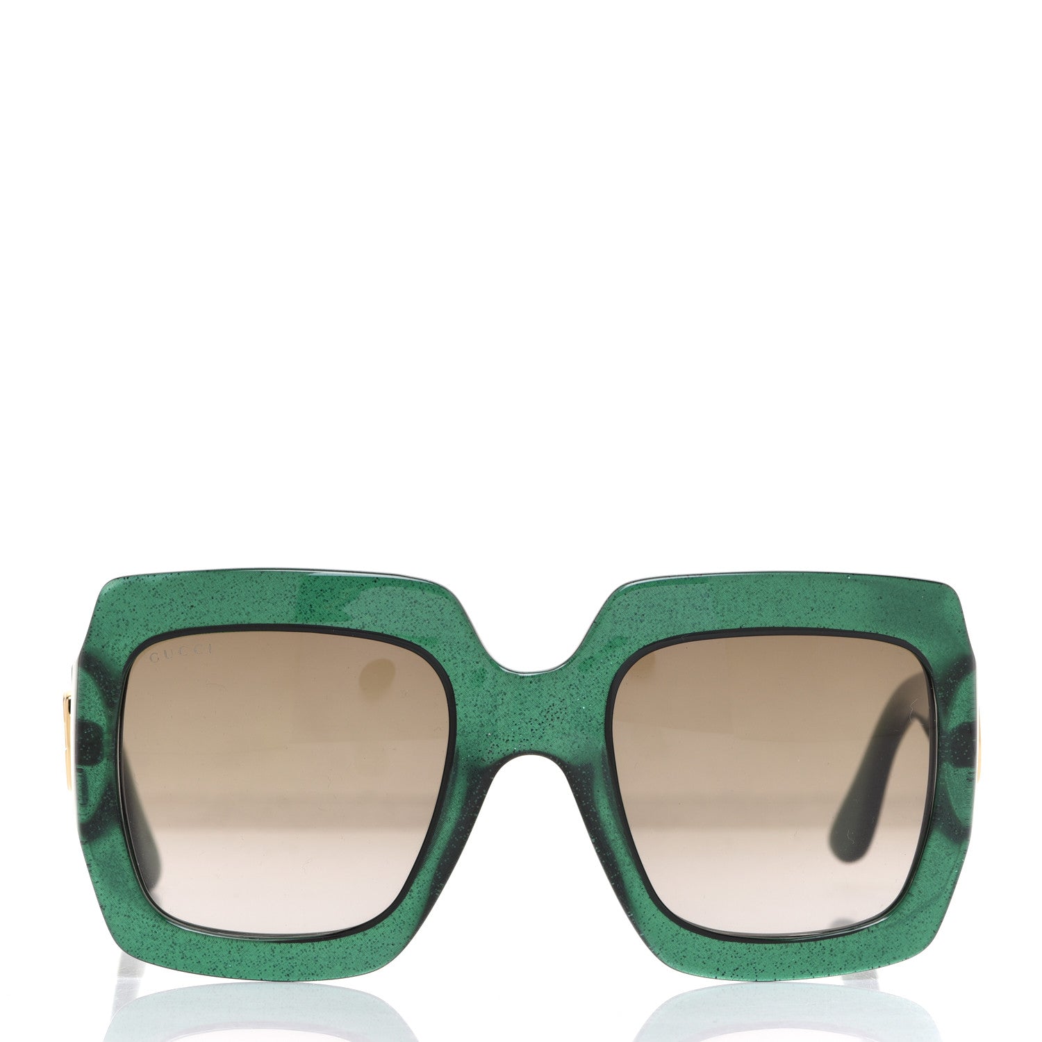 Gucci Glitter Acetate Square Frame Sunglasses GG0053S Green 2 of 9