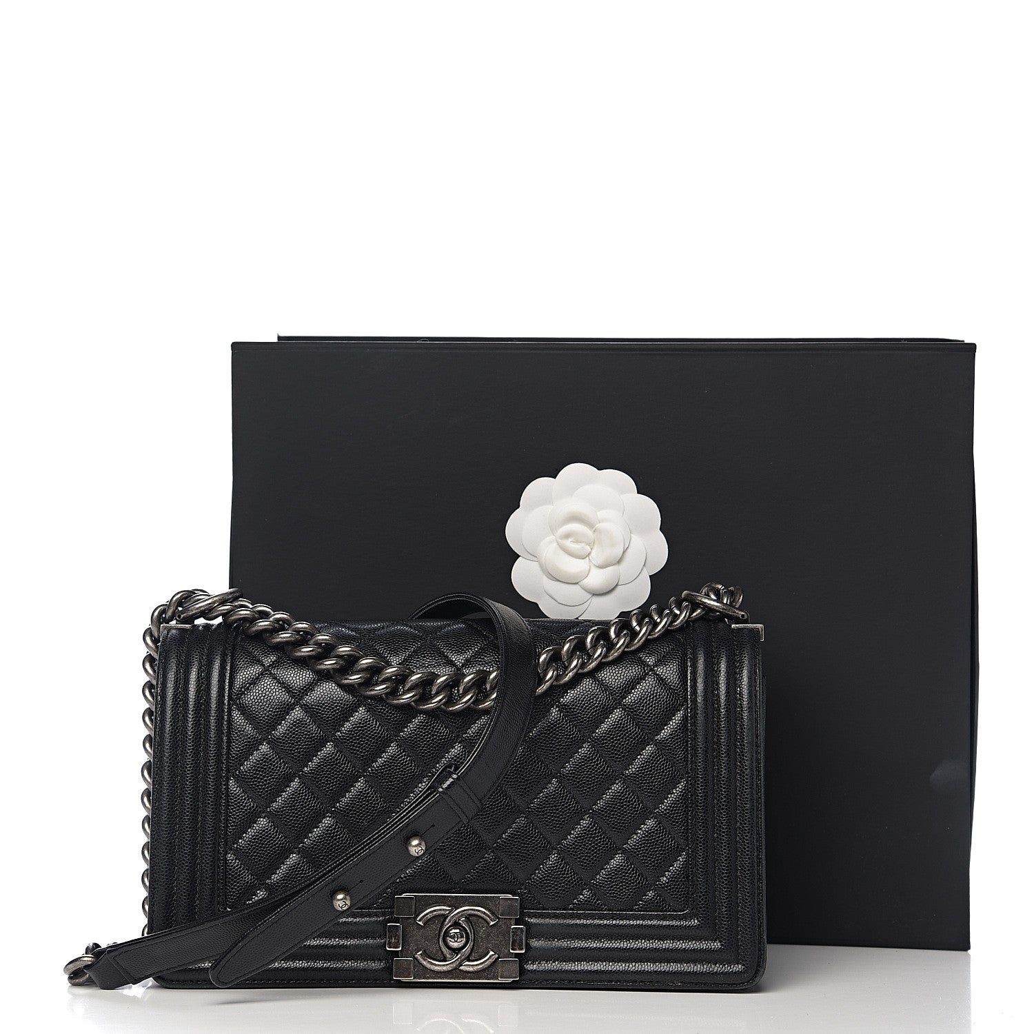 Chanel Caviar Quilted Medium Boy Flap Black 12 of 12