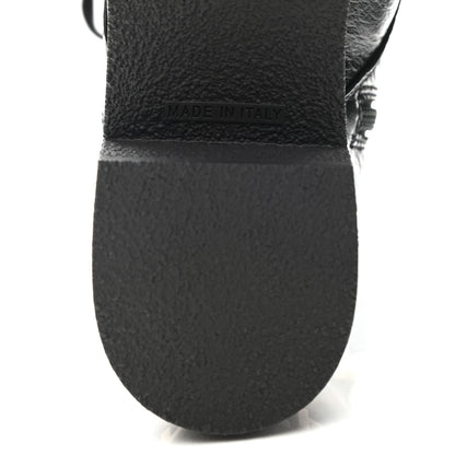 Chanel Shiny Crumpled Lambskin Lace Up Combat Boots 38 Black 6 of 9