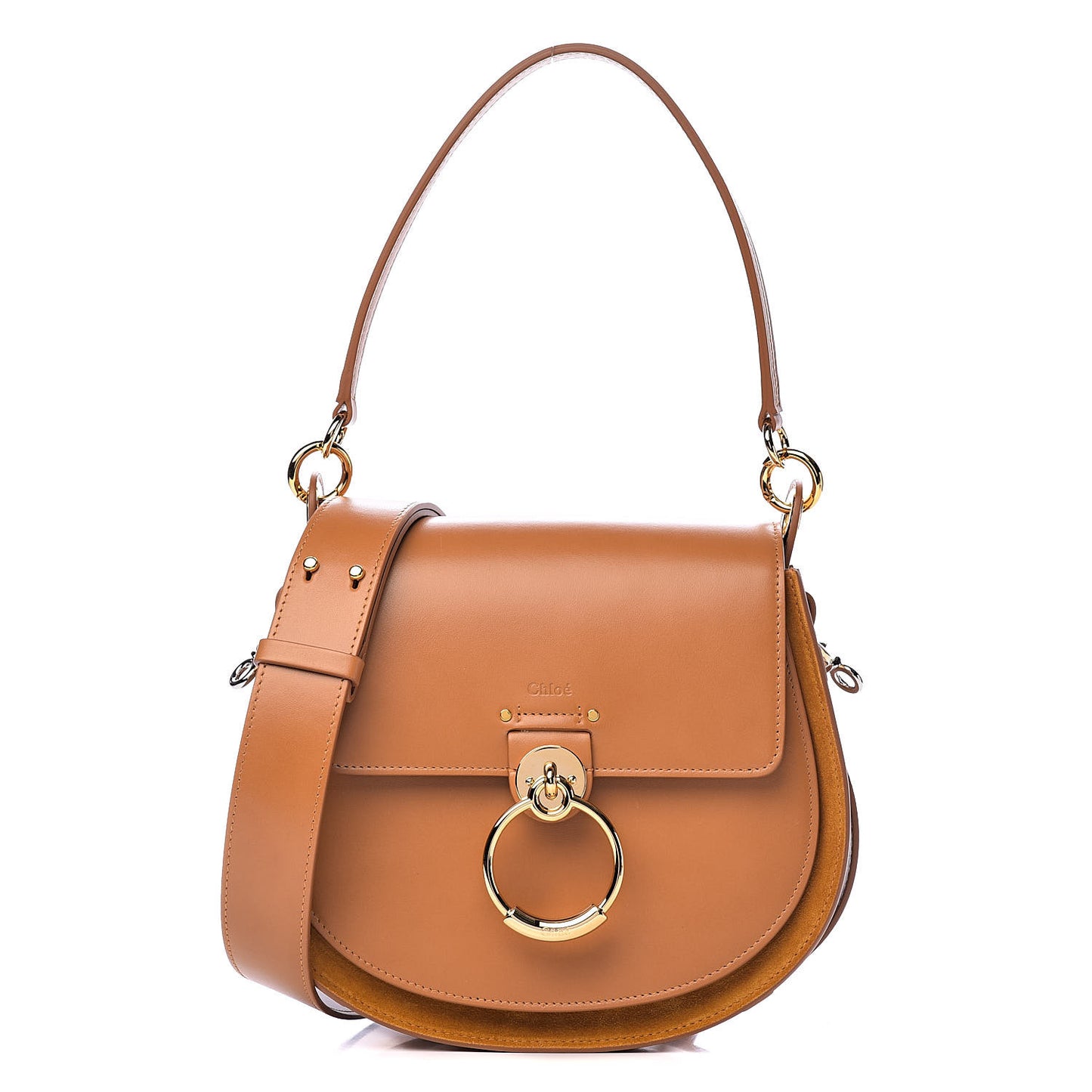 Calfskin Suede Large Tess Bag Autumnal Brown