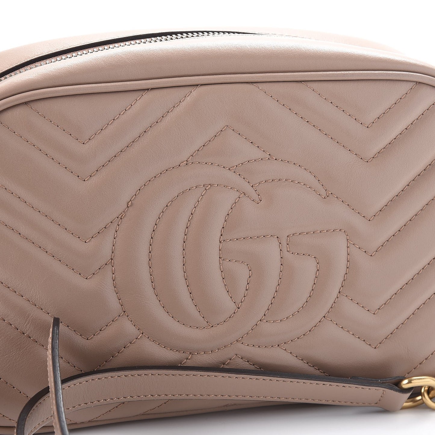 Calfskin Matelasse Small GG Marmont Chain Shoulder Bag Taupe