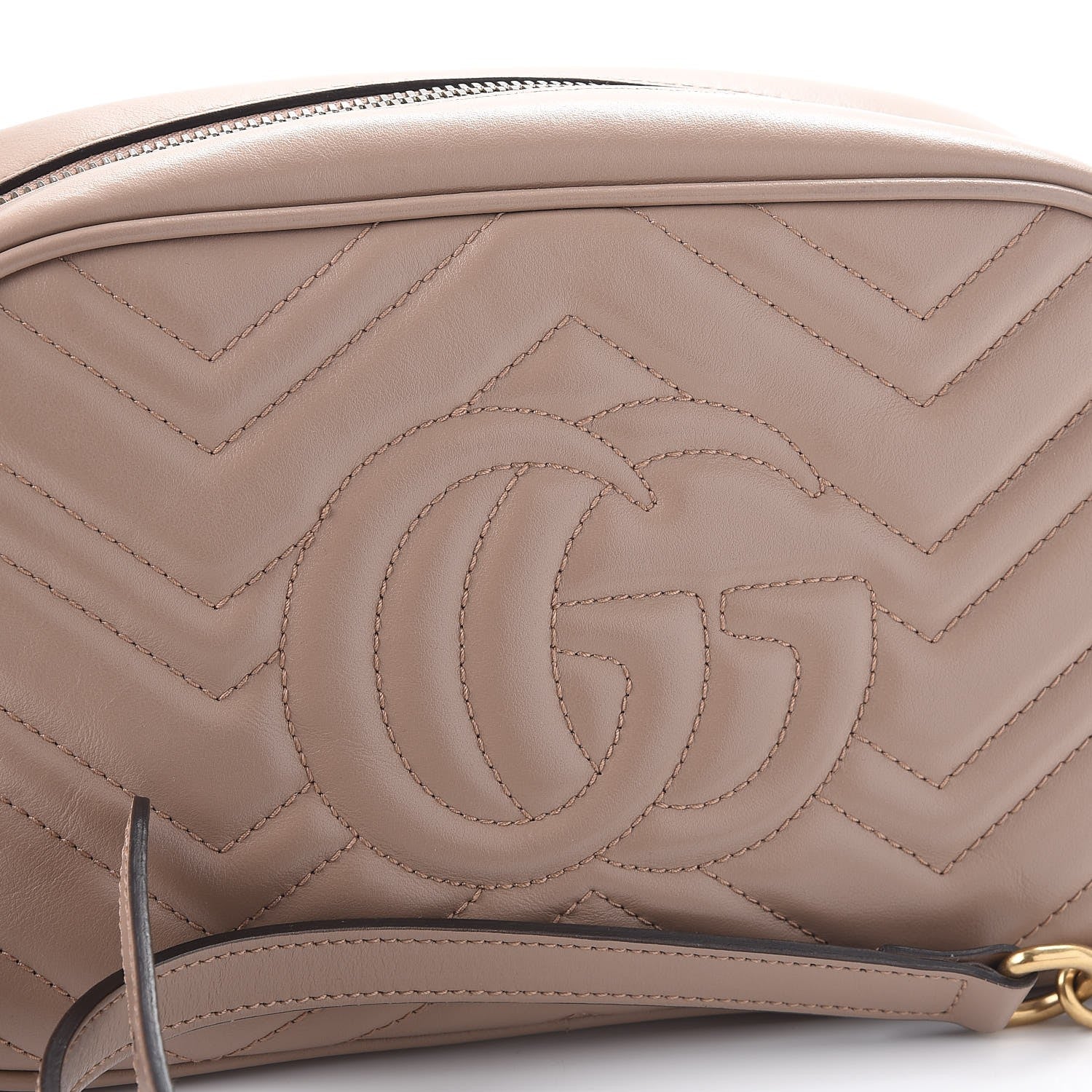 Gucci Calfskin Matelasse Small GG Marmont Chain Shoulder Bag Taupe 9 of 11