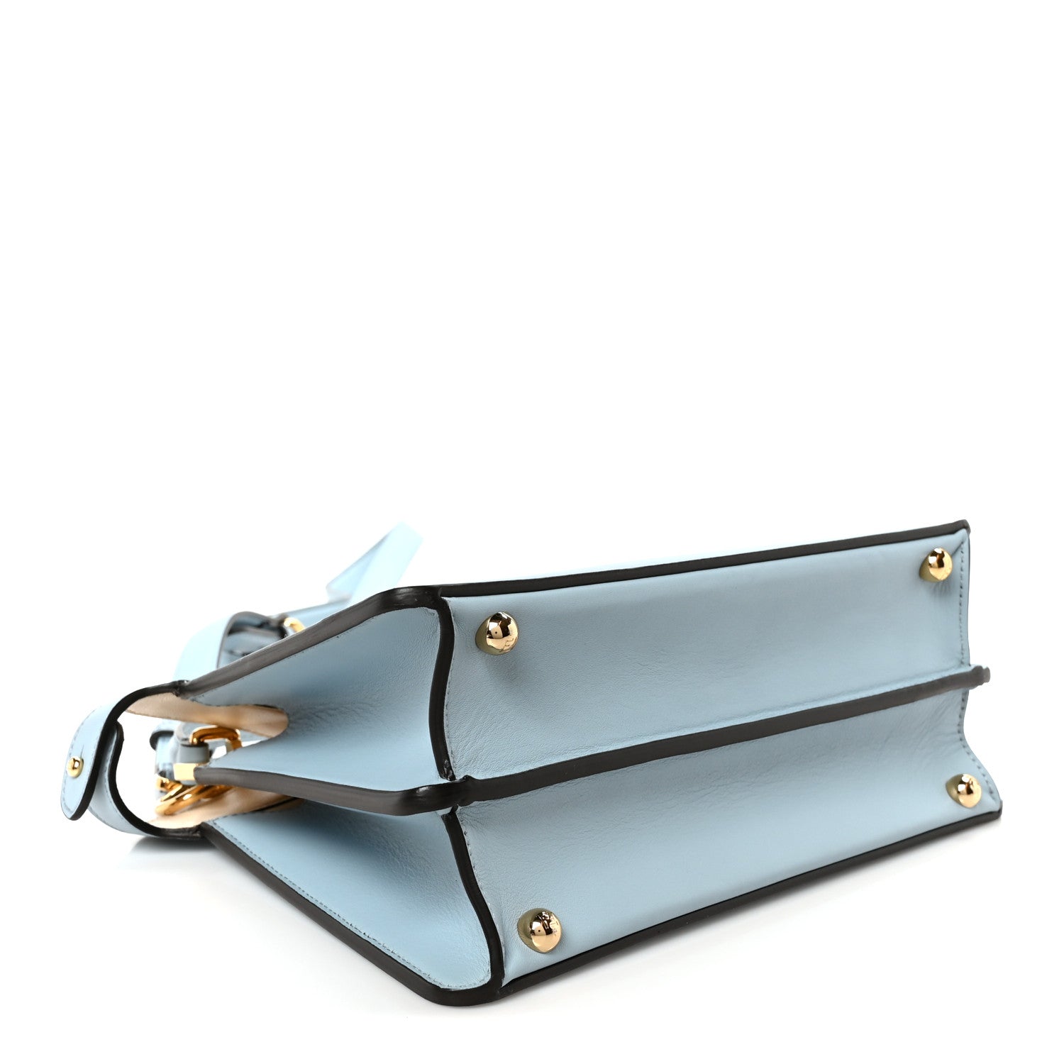 Fendi Vitello Seta Shiny Nappa Small Peekaboo I SEE U Satchel Azzurro Baby Camelia 4 of 11