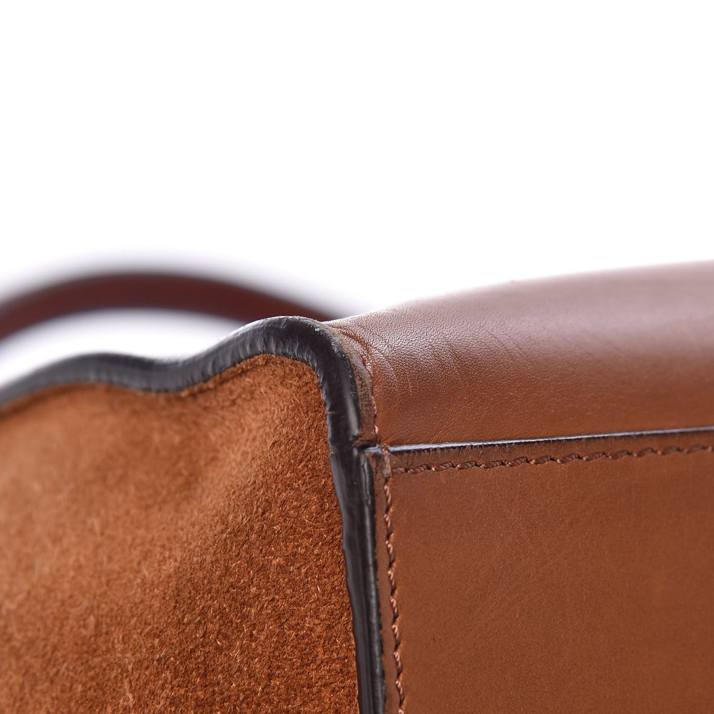 Natural Calfskin Suede Medium Trapeze Tan