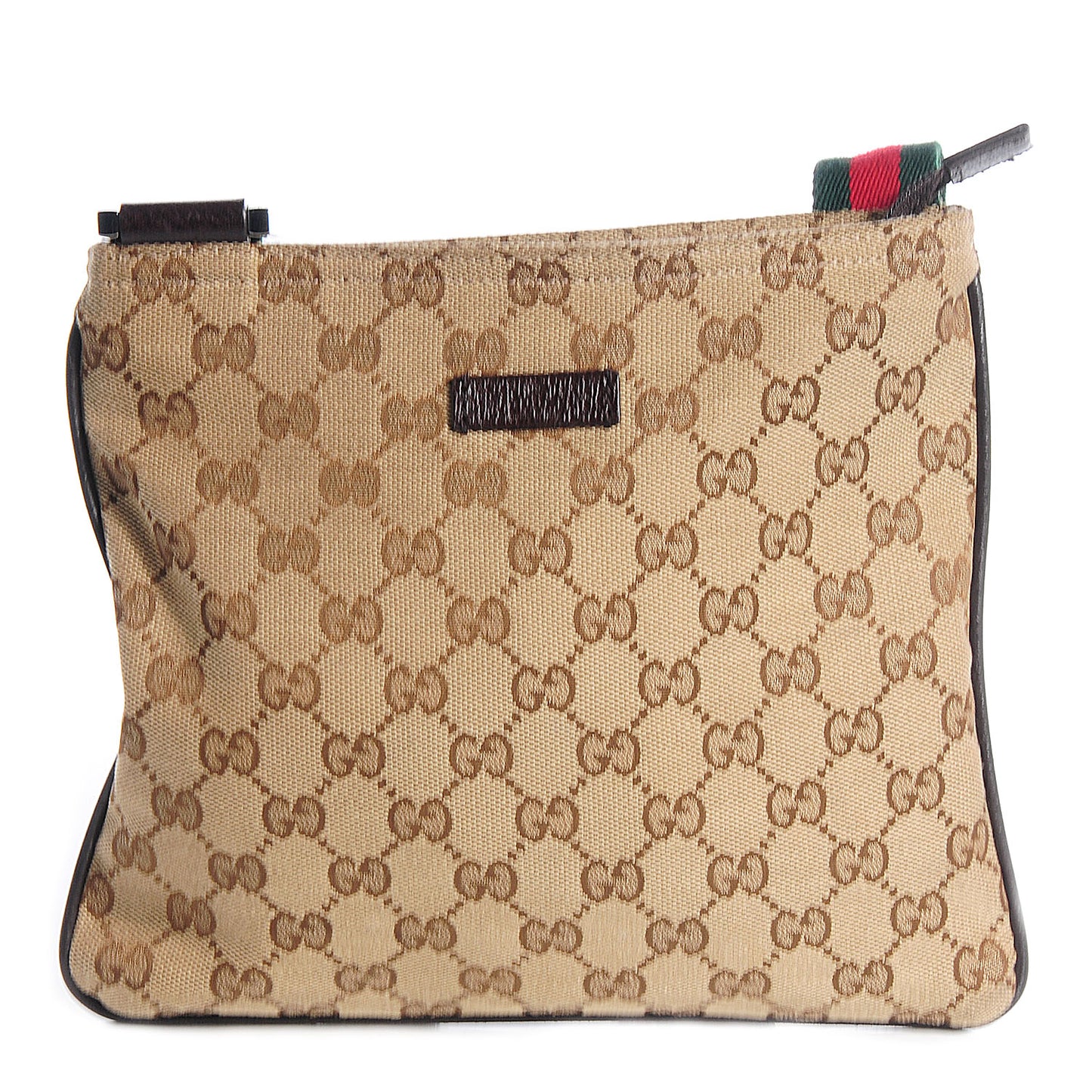 Monogram Web Small Flat Messenger Bag Dark Brown