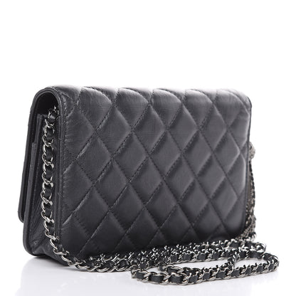 Chanel Iridescent Aged Calfskin Quilted Tassel Wallet On Chain WOC Dark Silver 3 of 12