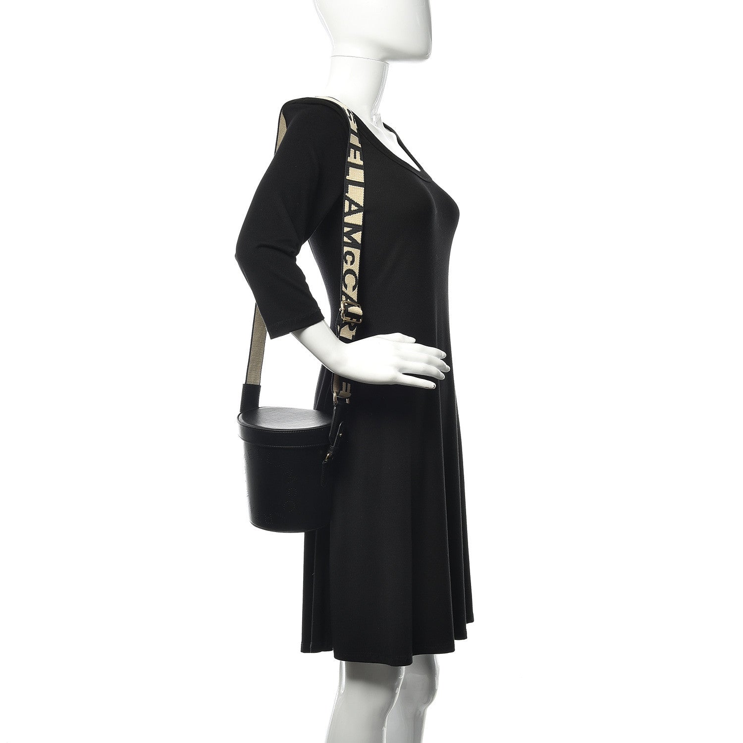 Stella McCartney Eco Soft Alter Nappa Perforated Logo Bucket Bag Black 2 of 9