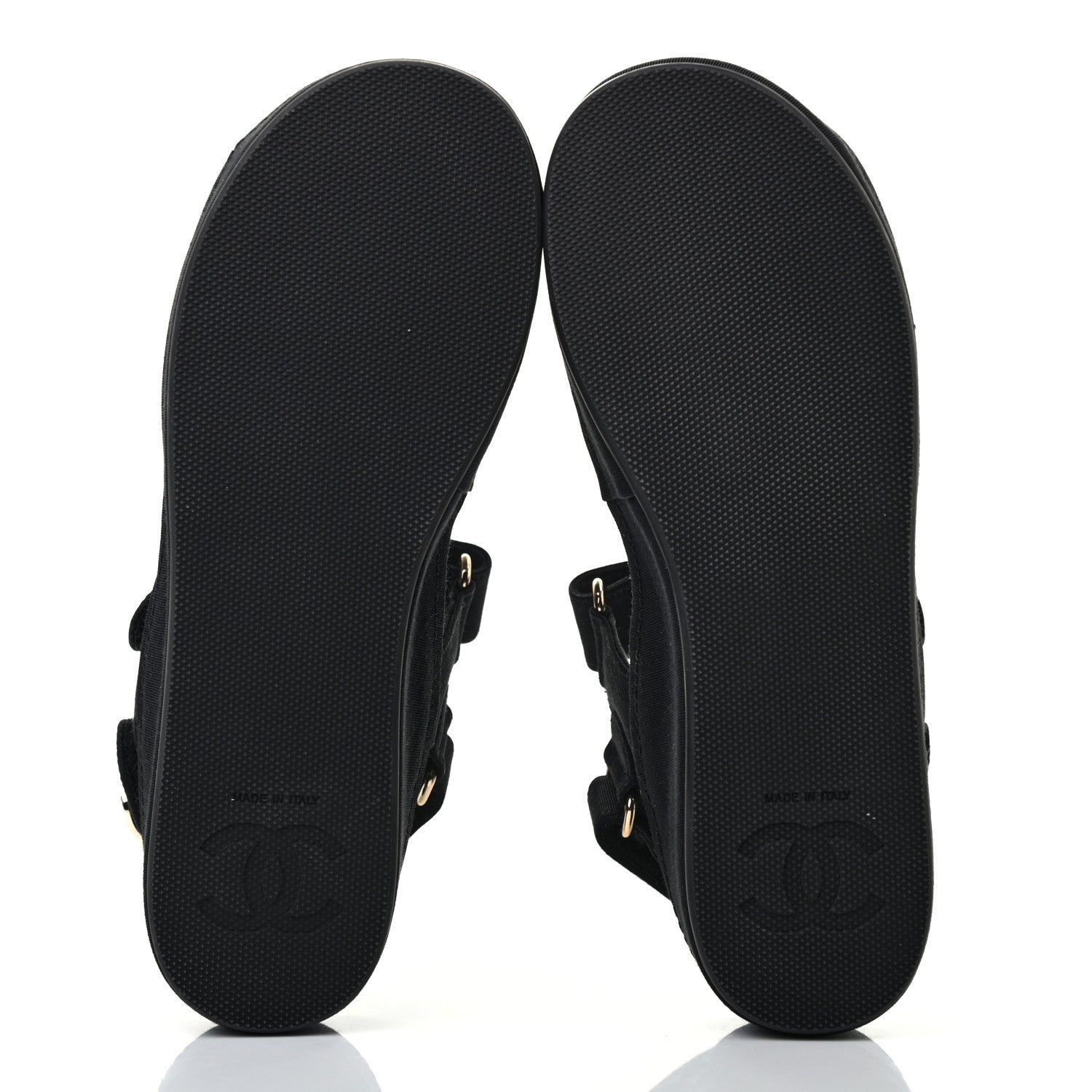 Chanel Grosgrain Crystal Logo Platform Sandals 35 Black 4 of 6