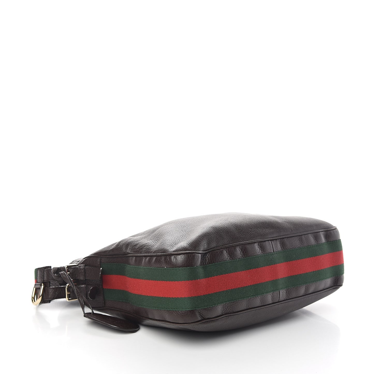 Calfskin Web Heritage Shoulder Bag Dark Brown