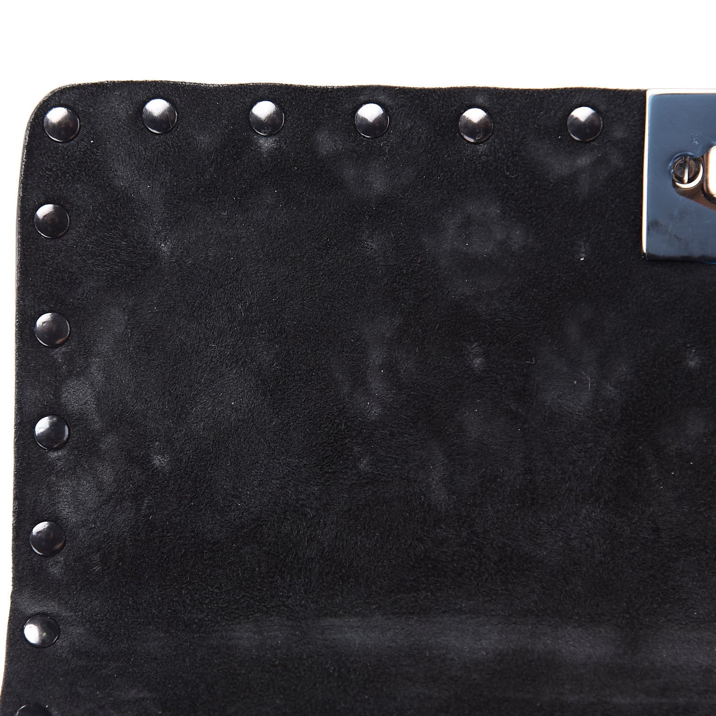 Craquele Nappa Medium Rockstud Spike Shoulder Bag Black