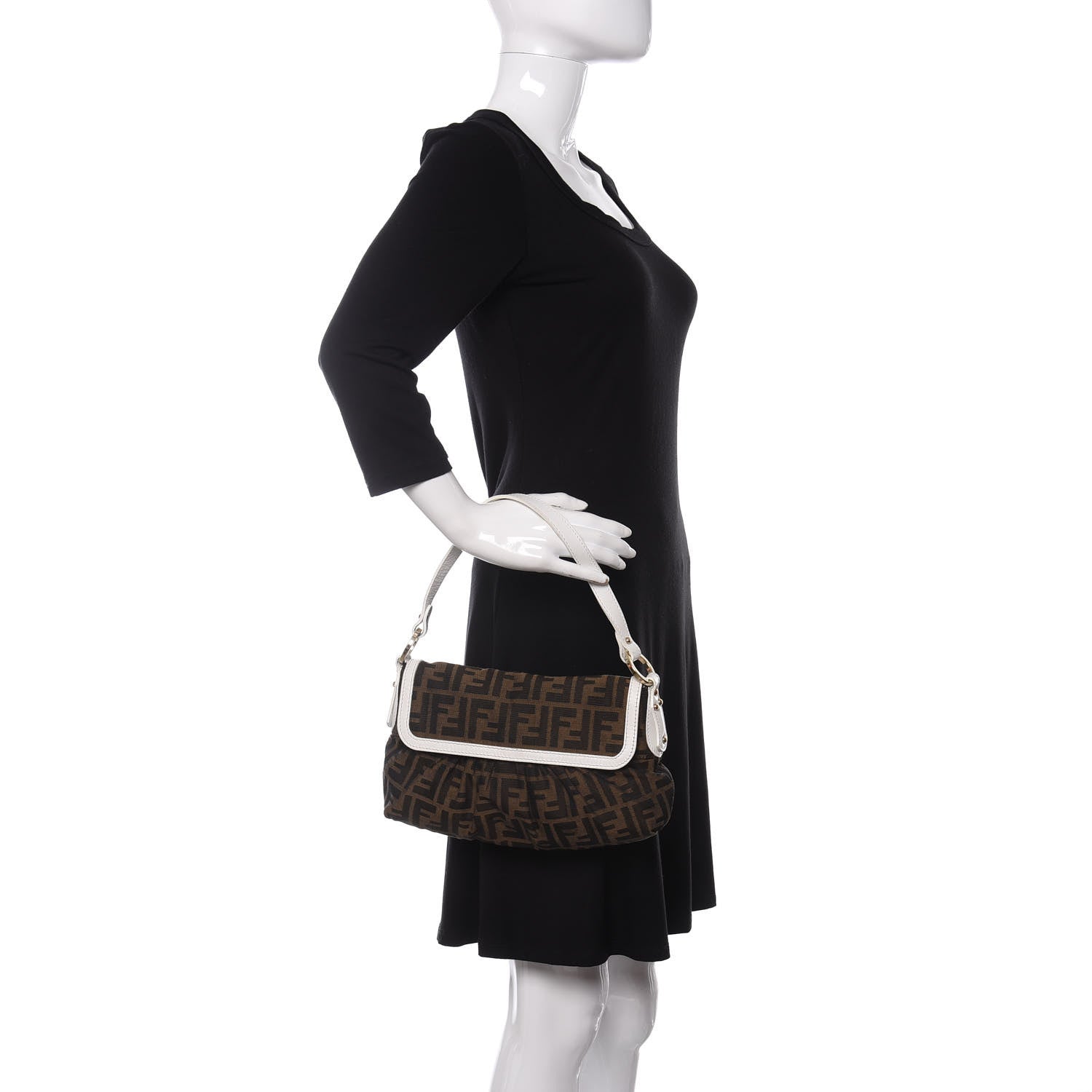 Fendi Zucca Cuoio Lucido Small Chef Shoulder Bag Tobacco White 2 of 12