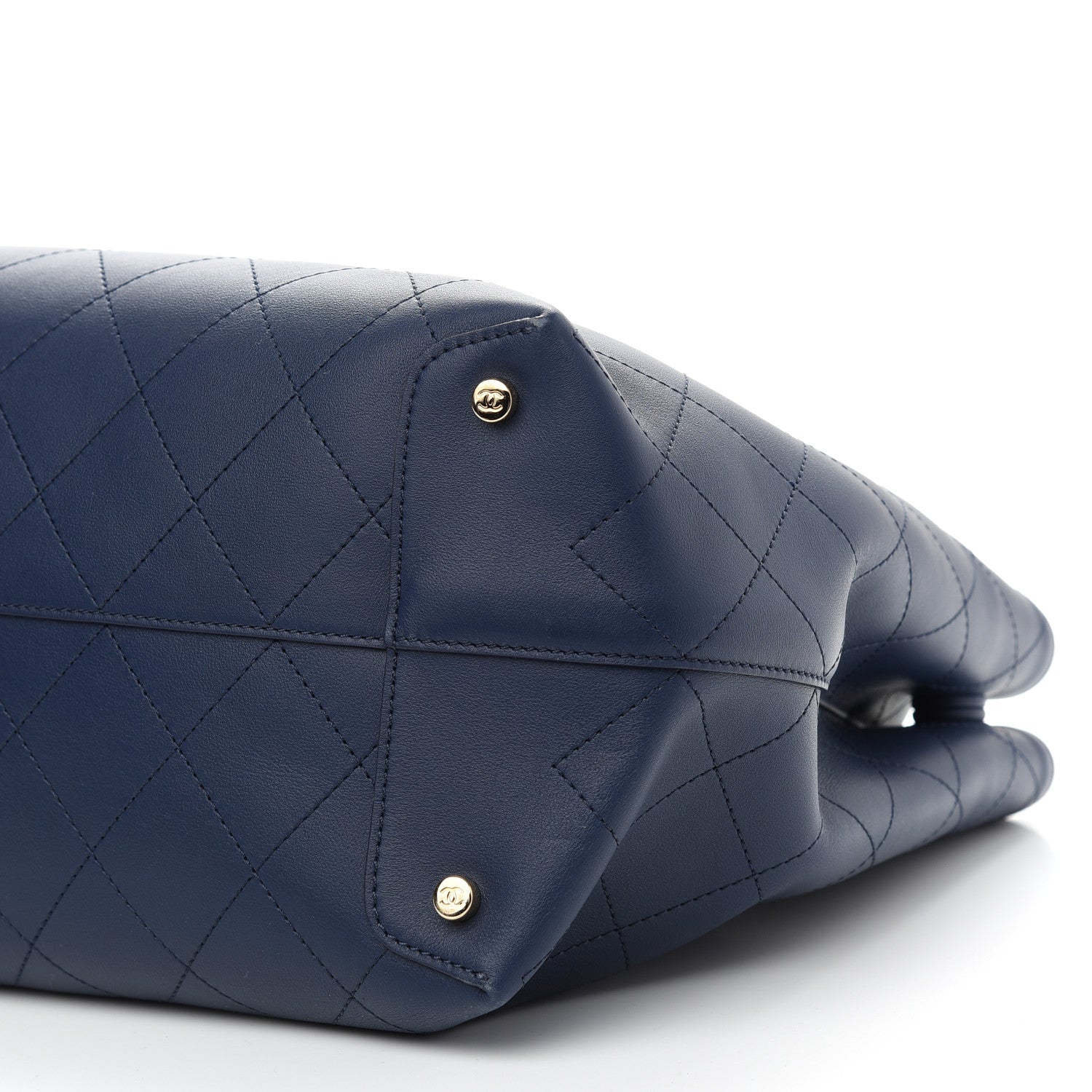 Chanel Calfskin Stitched Large Shopping Tote Blue 9 of 9