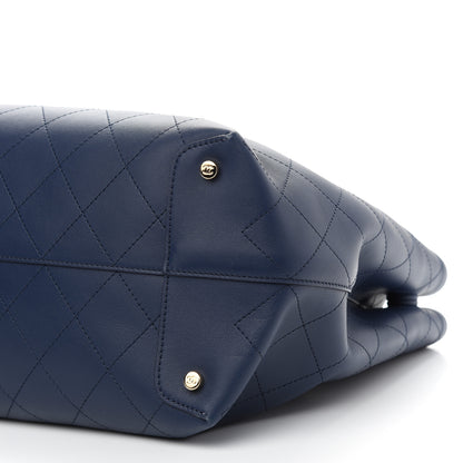 Chanel Calfskin Stitched Large Shopping Tote Blue 9 of 9