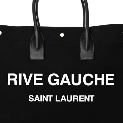 Saint Laurent Linen Calfskin Rive Gauche Tote Black 7 of 15