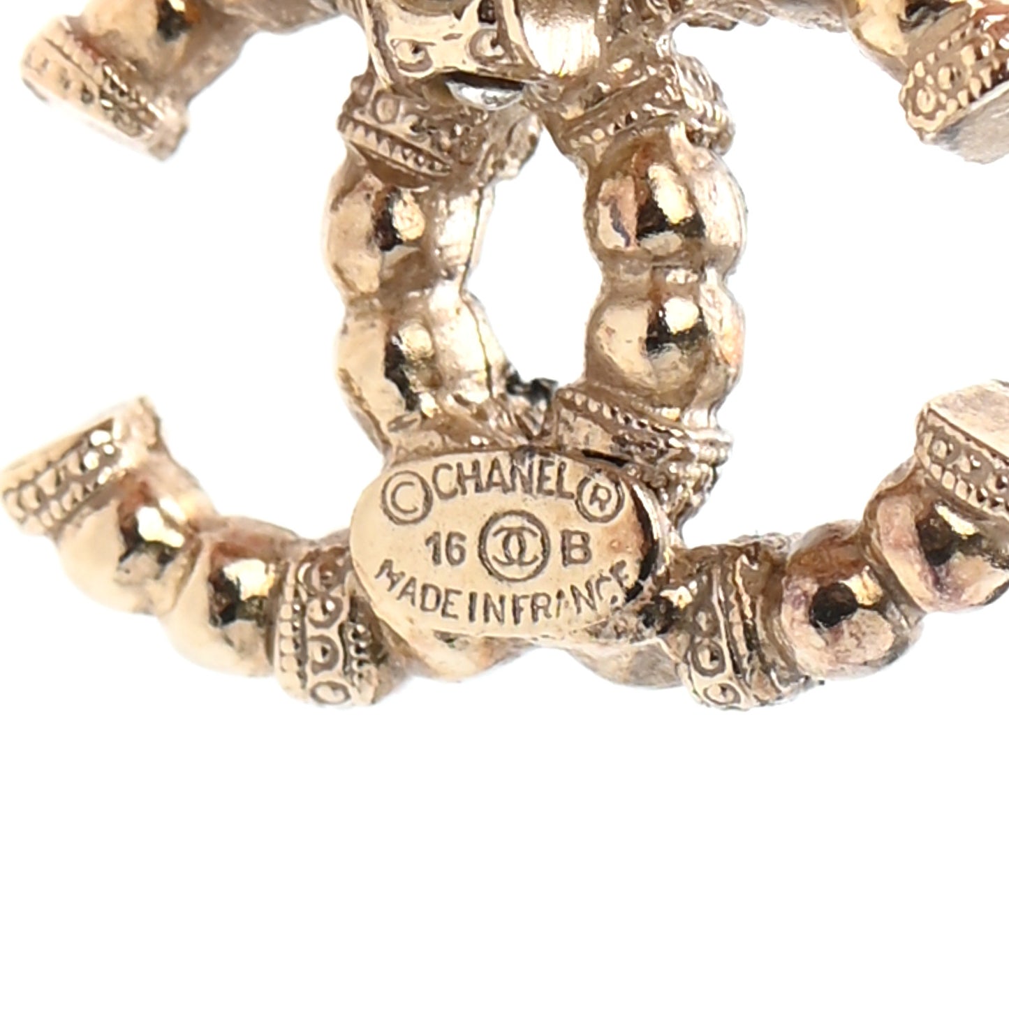 Crystal CC Hoop Drop Earrings Gold