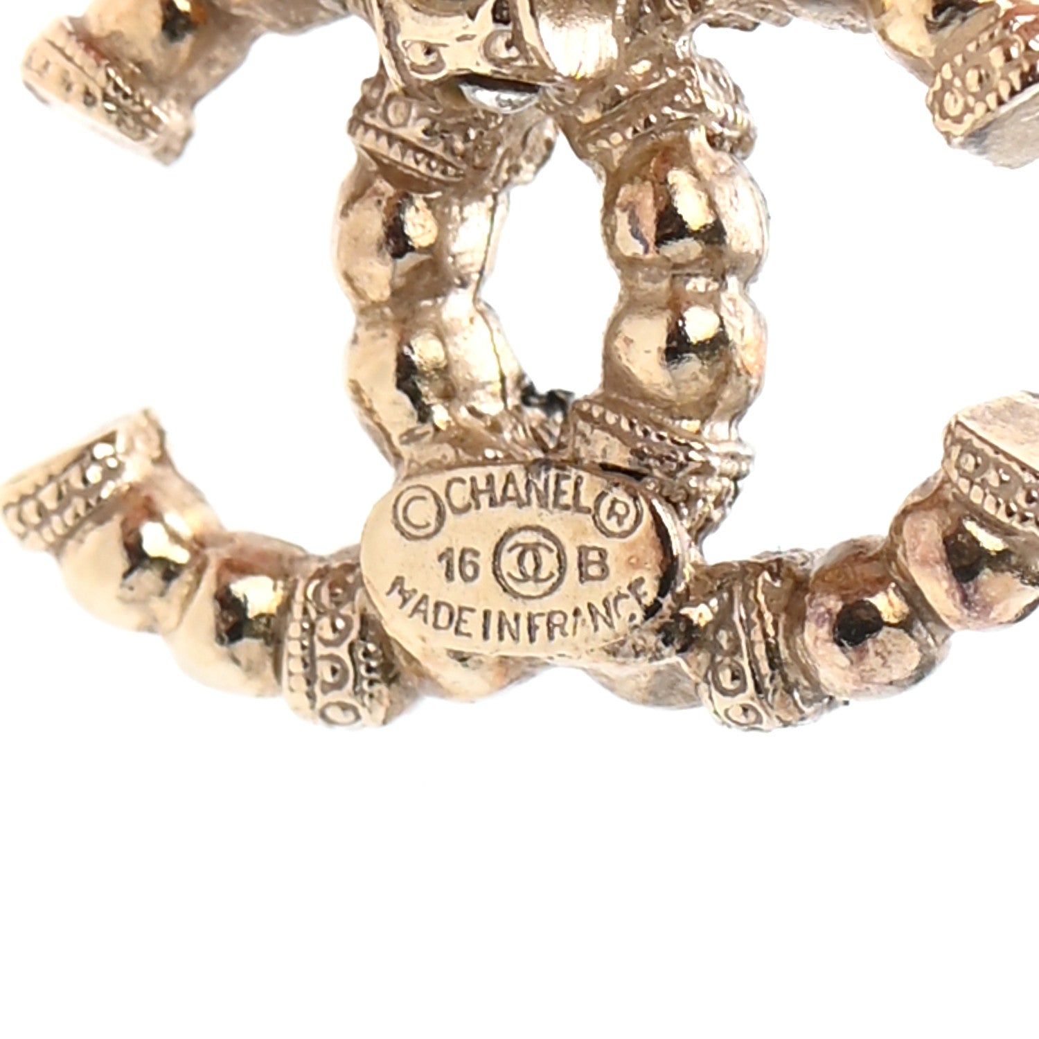 Chanel Crystal CC Hoop Drop Earrings Gold 4 of 5